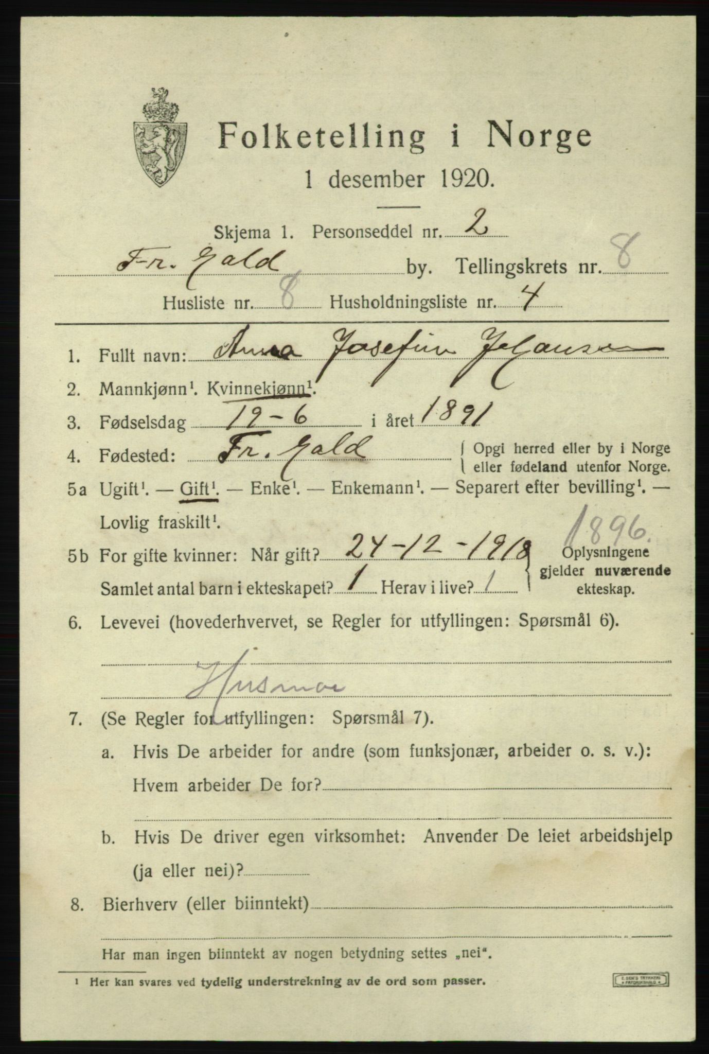 SAO, Folketelling 1920 for 0101 Fredrikshald kjøpstad, 1920, s. 14795