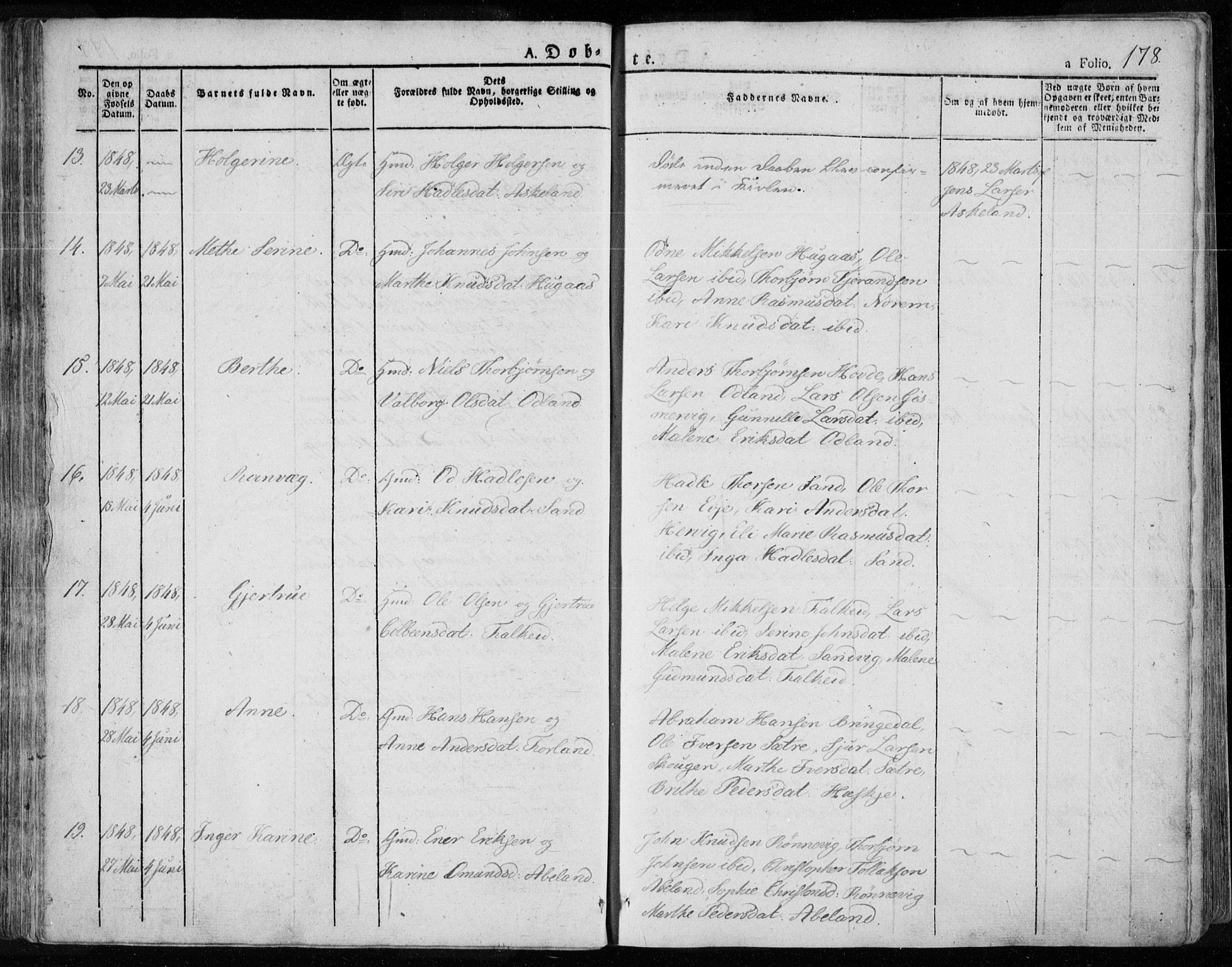 Tysvær sokneprestkontor, AV/SAST-A -101864/H/Ha/Haa/L0001: Ministerialbok nr. A 1.1, 1831-1856, s. 178