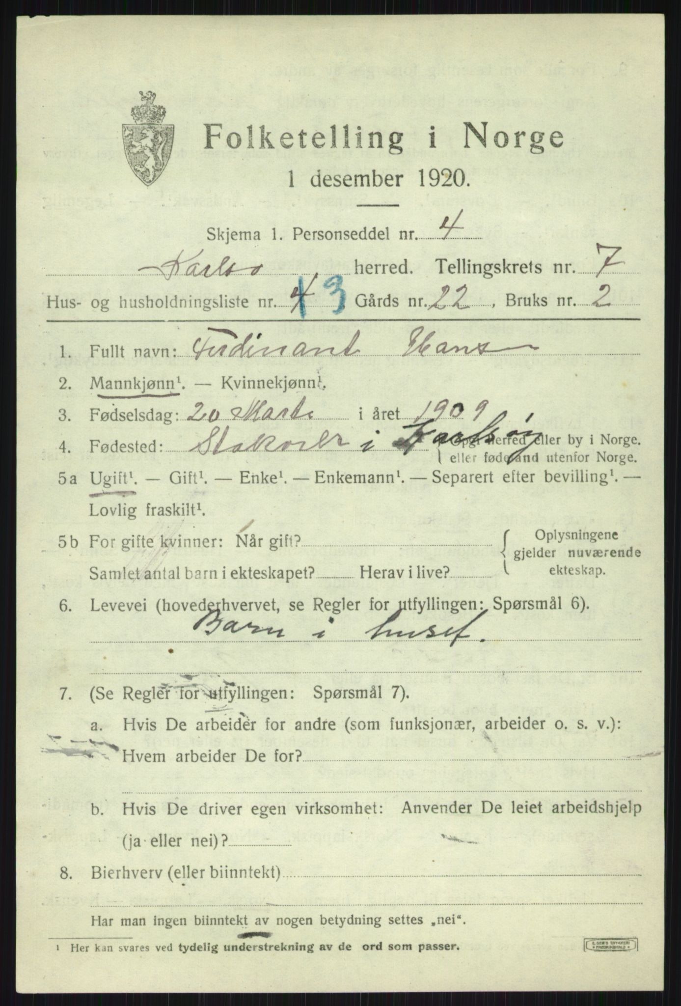 SATØ, Folketelling 1920 for 1936 Karlsøy herred, 1920, s. 2676