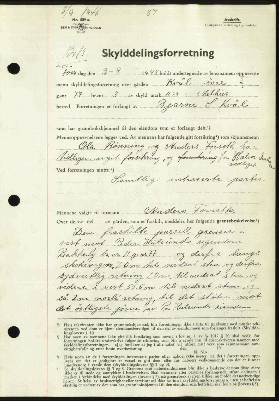 Gauldal sorenskriveri, SAT/A-0014/1/2/2C: Pantebok nr. A6, 1948-1948, Dagboknr: 1213/1948