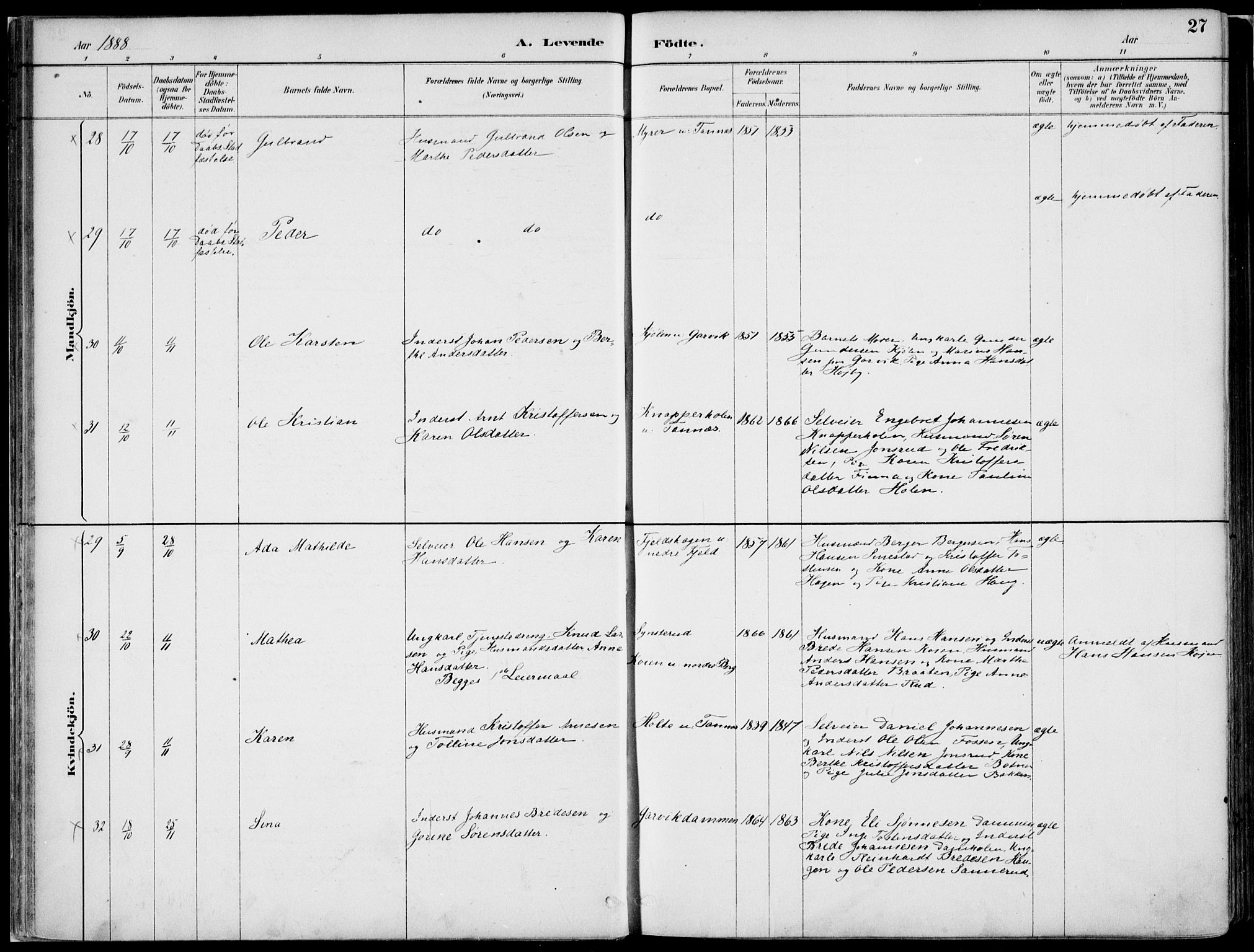 Nord-Odal prestekontor, AV/SAH-PREST-032/H/Ha/Haa/L0008: Ministerialbok nr. 8, 1886-1901, s. 27