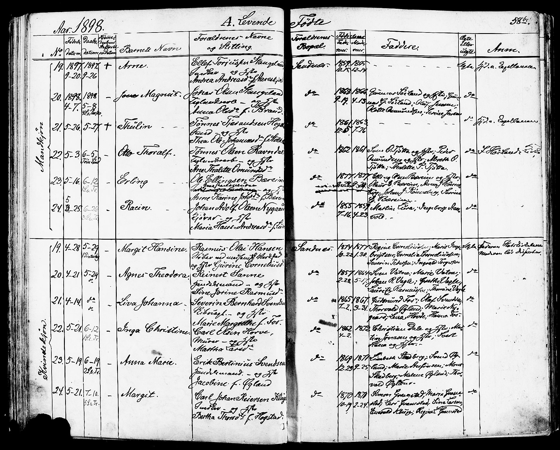 Høyland sokneprestkontor, AV/SAST-A-101799/001/30BA/L0014: Ministerialbok nr. A 12, 1890-1898, s. 58