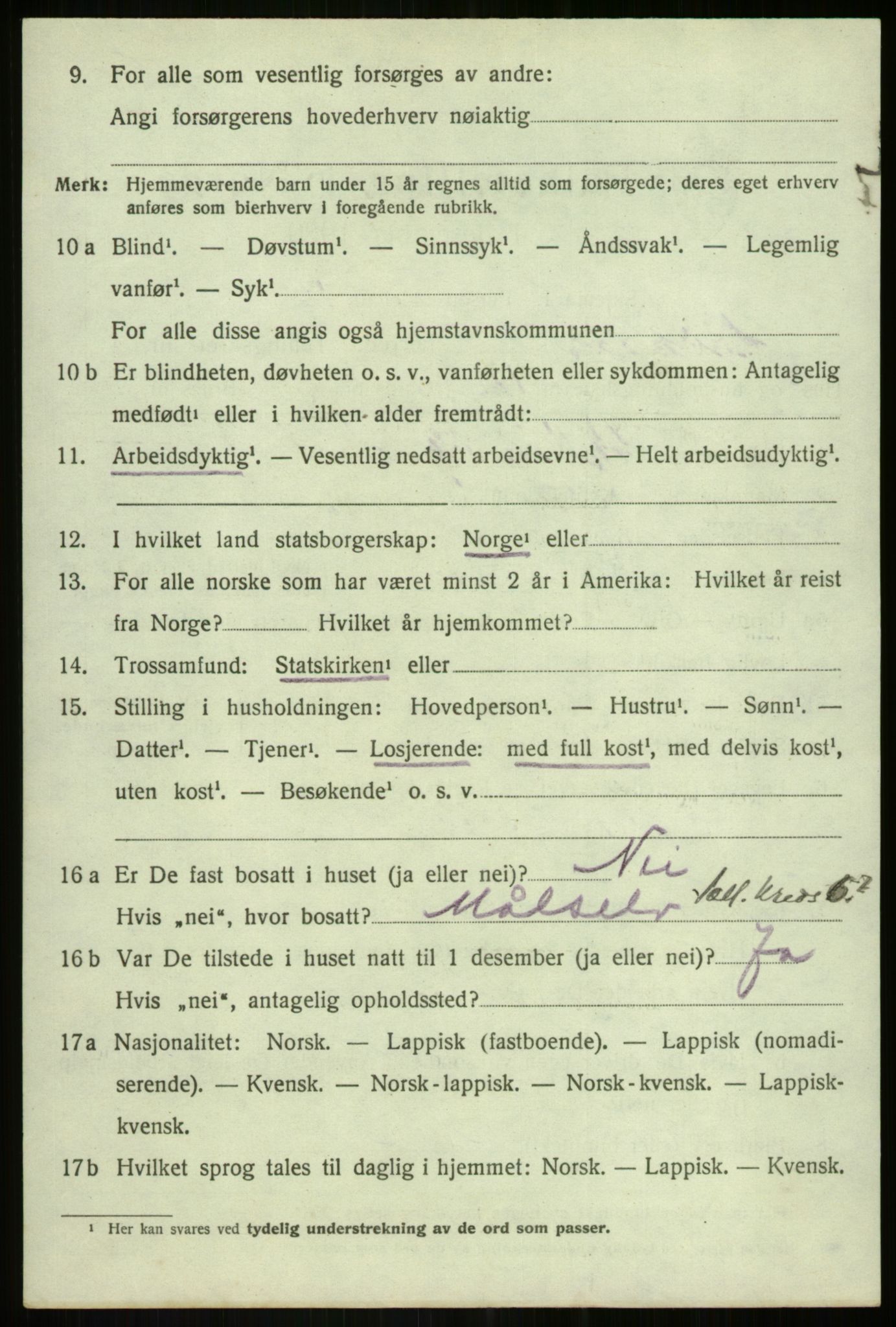 SATØ, Folketelling 1920 for 1924 Målselv herred, 1920, s. 2416