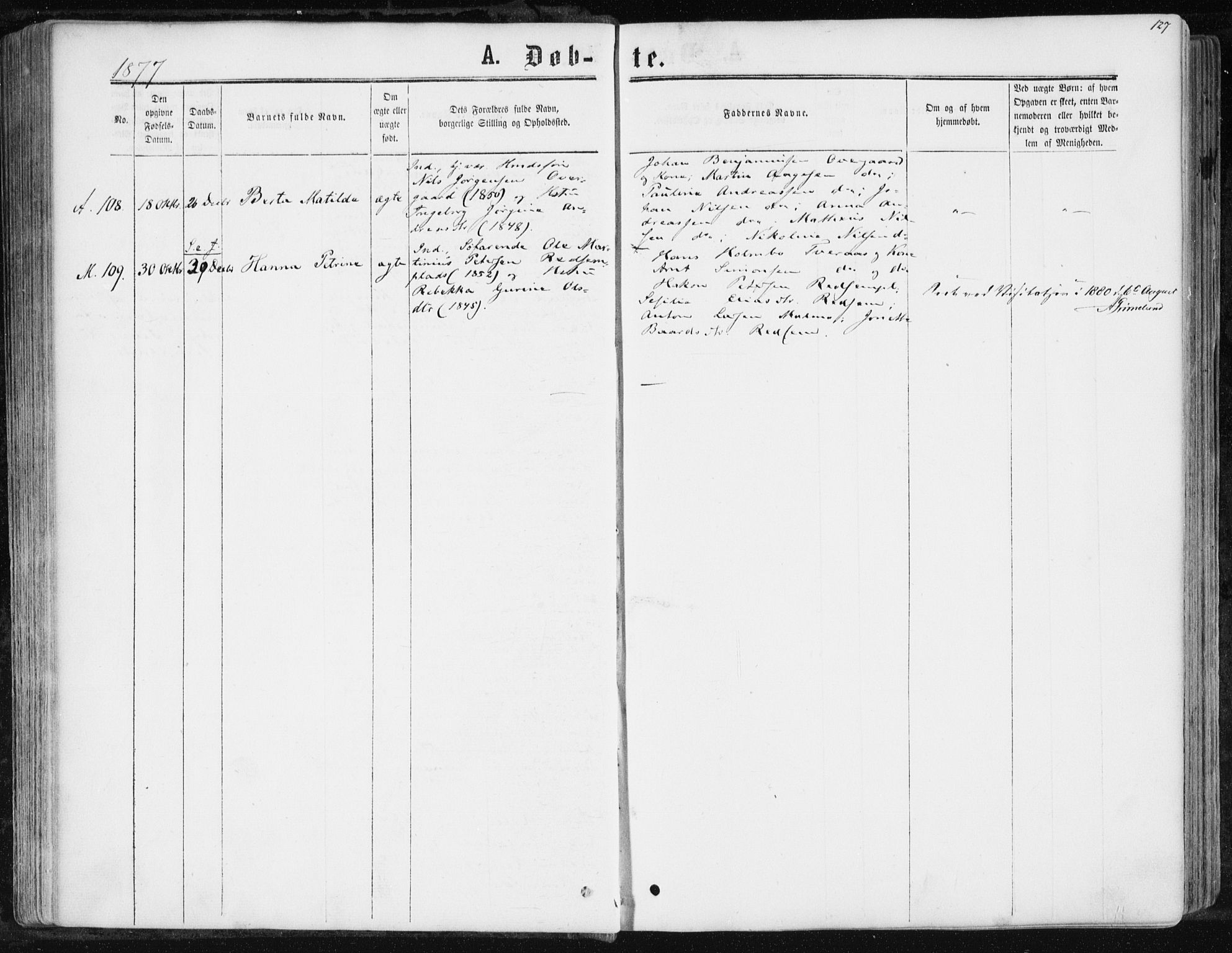 Ministerialprotokoller, klokkerbøker og fødselsregistre - Nord-Trøndelag, AV/SAT-A-1458/741/L0394: Ministerialbok nr. 741A08, 1864-1877, s. 127