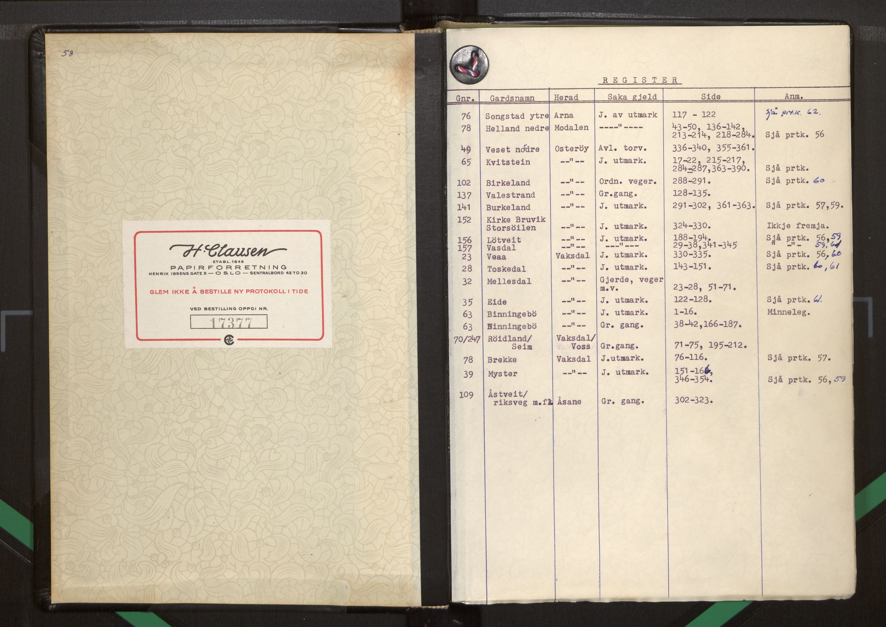 Hordaland jordskiftedøme - I Nordhordland jordskiftedistrikt, AV/SAB-A-6801/A/Aa/L0058: Forhandlingsprotokoll, 1967-1970