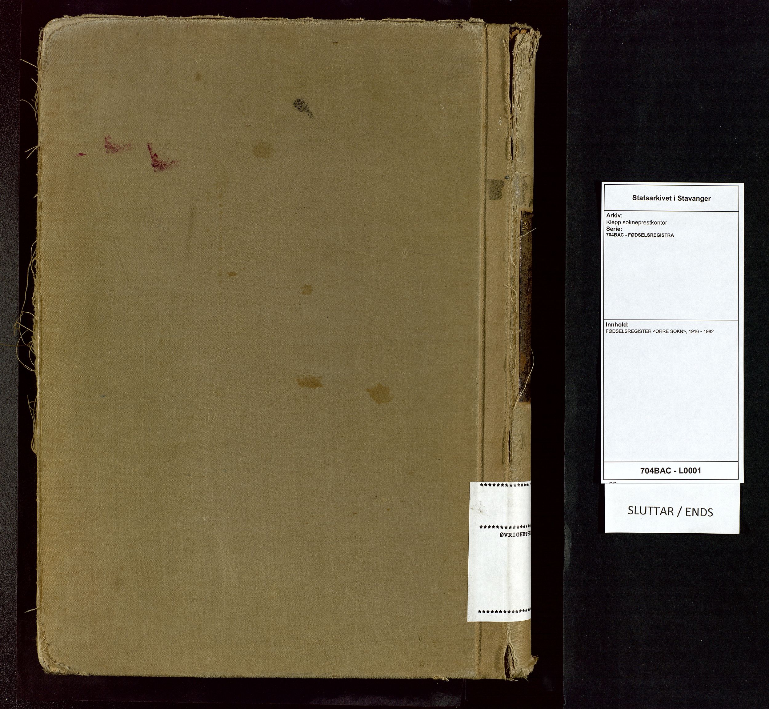 Klepp sokneprestkontor, SAST/A-101803/001/704BAC/L0001: Fødselsregister nr. 1, 1916-1982