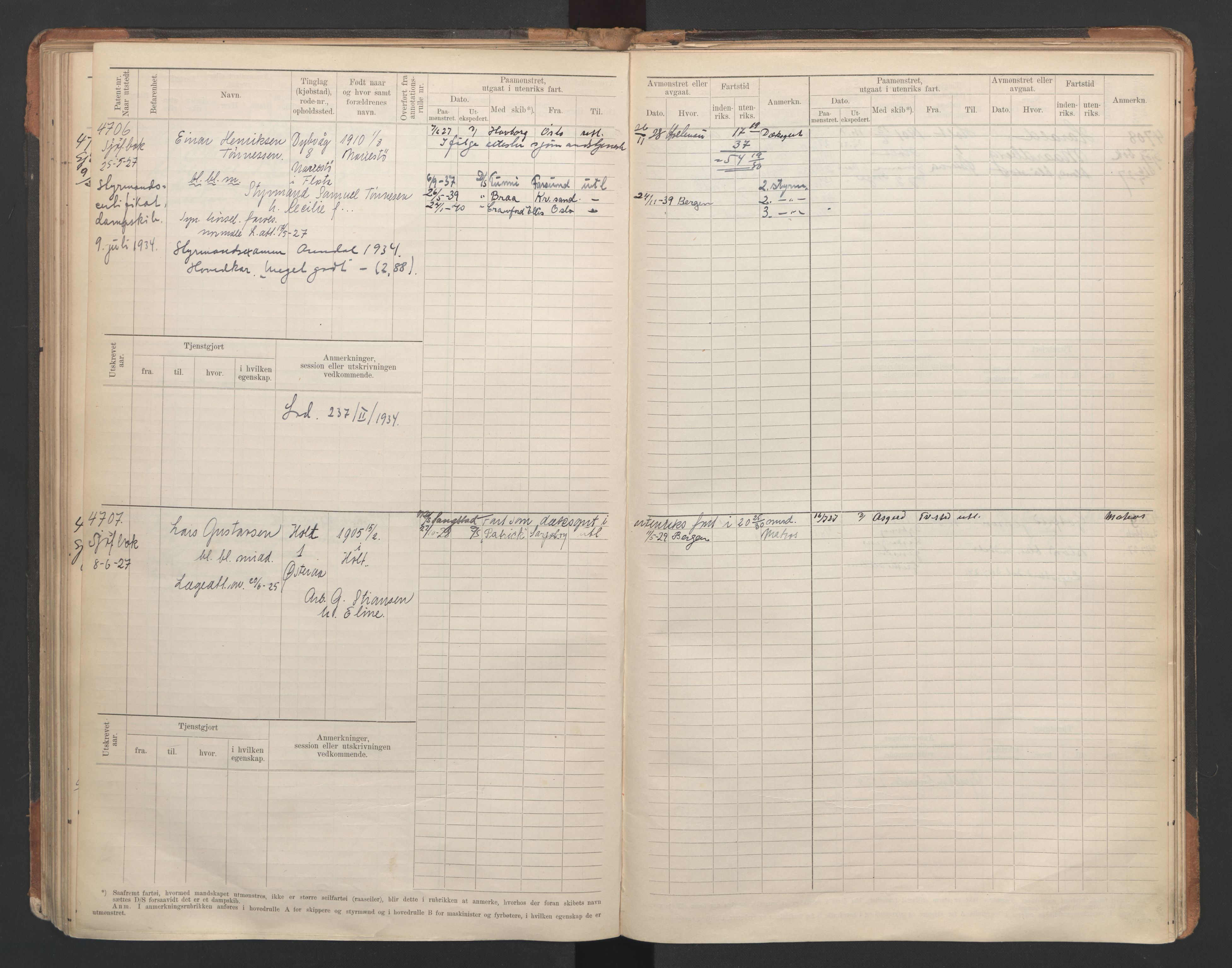 Tvedestrand mønstringskrets, AV/SAK-2031-0011/F/Fb/L0007: Hovedrulle A nr 4410-4803, R-8, 1912-1948, s. 154