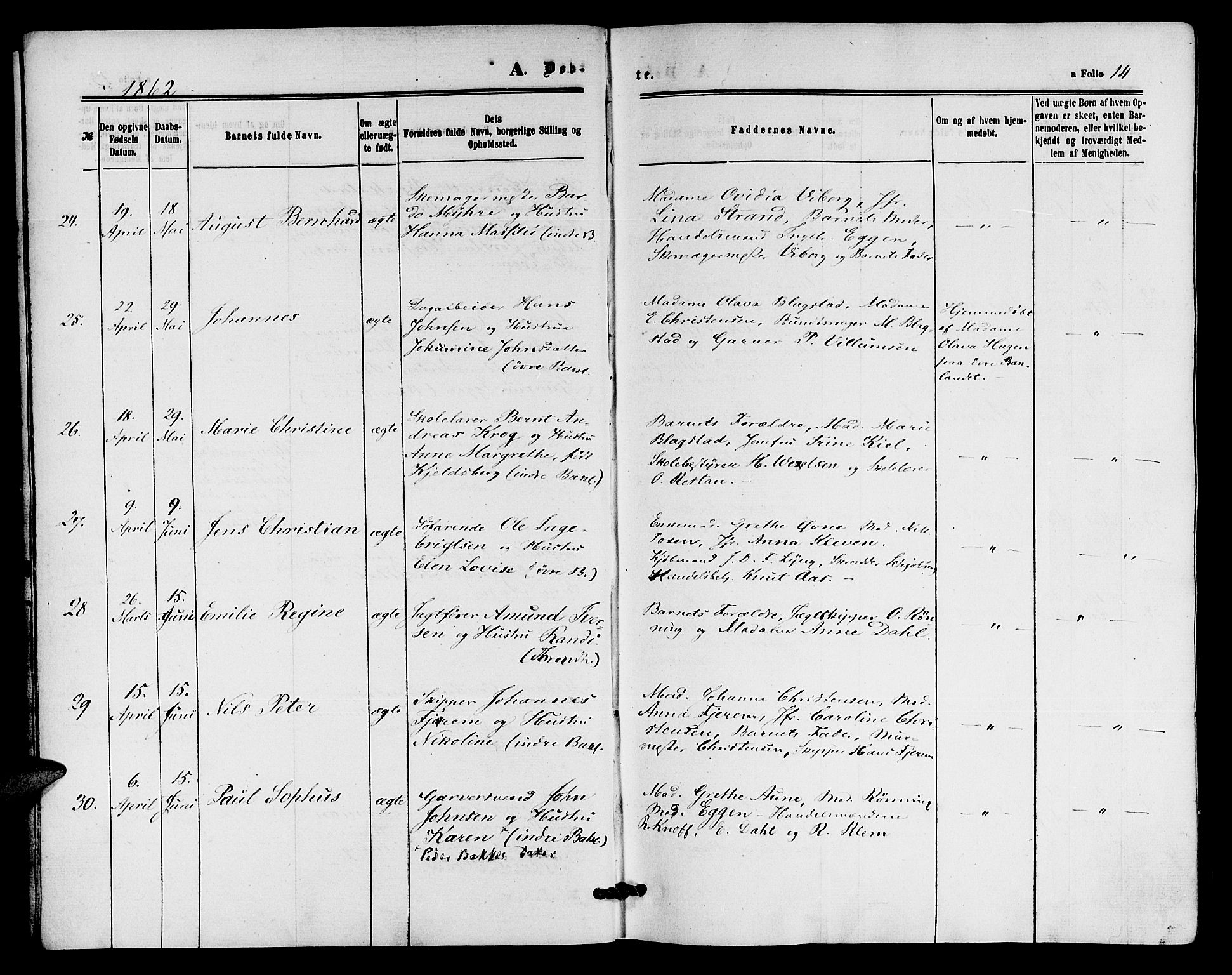 Ministerialprotokoller, klokkerbøker og fødselsregistre - Sør-Trøndelag, AV/SAT-A-1456/604/L0185: Ministerialbok nr. 604A06, 1861-1865, s. 14