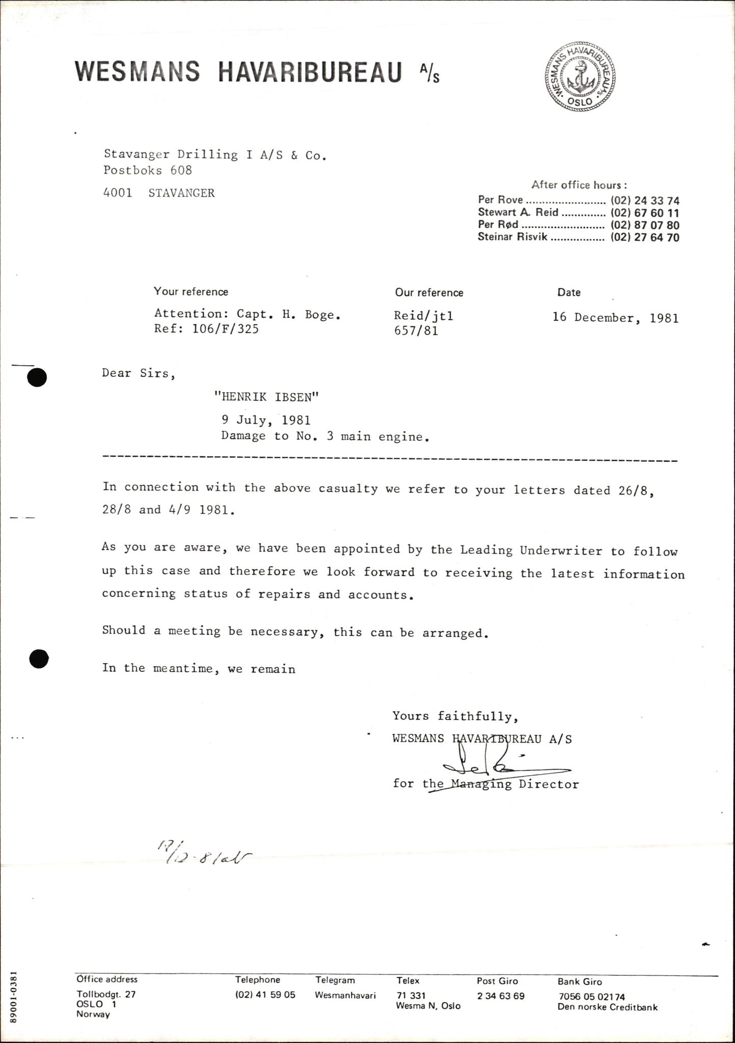 Pa 1503 - Stavanger Drilling AS, AV/SAST-A-101906/2/E/Ec/Eca/L0014: Sak og korrespondanse, 1977-1987