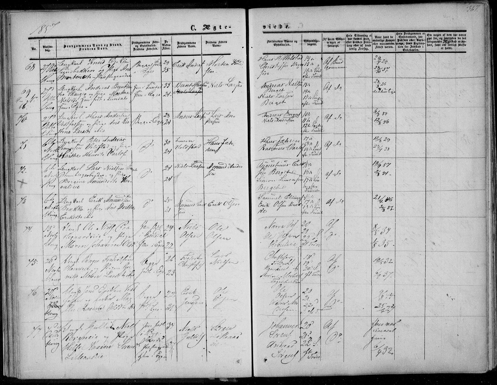 Eiker kirkebøker, AV/SAKO-A-4/F/Fa/L0015b: Ministerialbok nr. I 15B, 1854-1860, s. 367