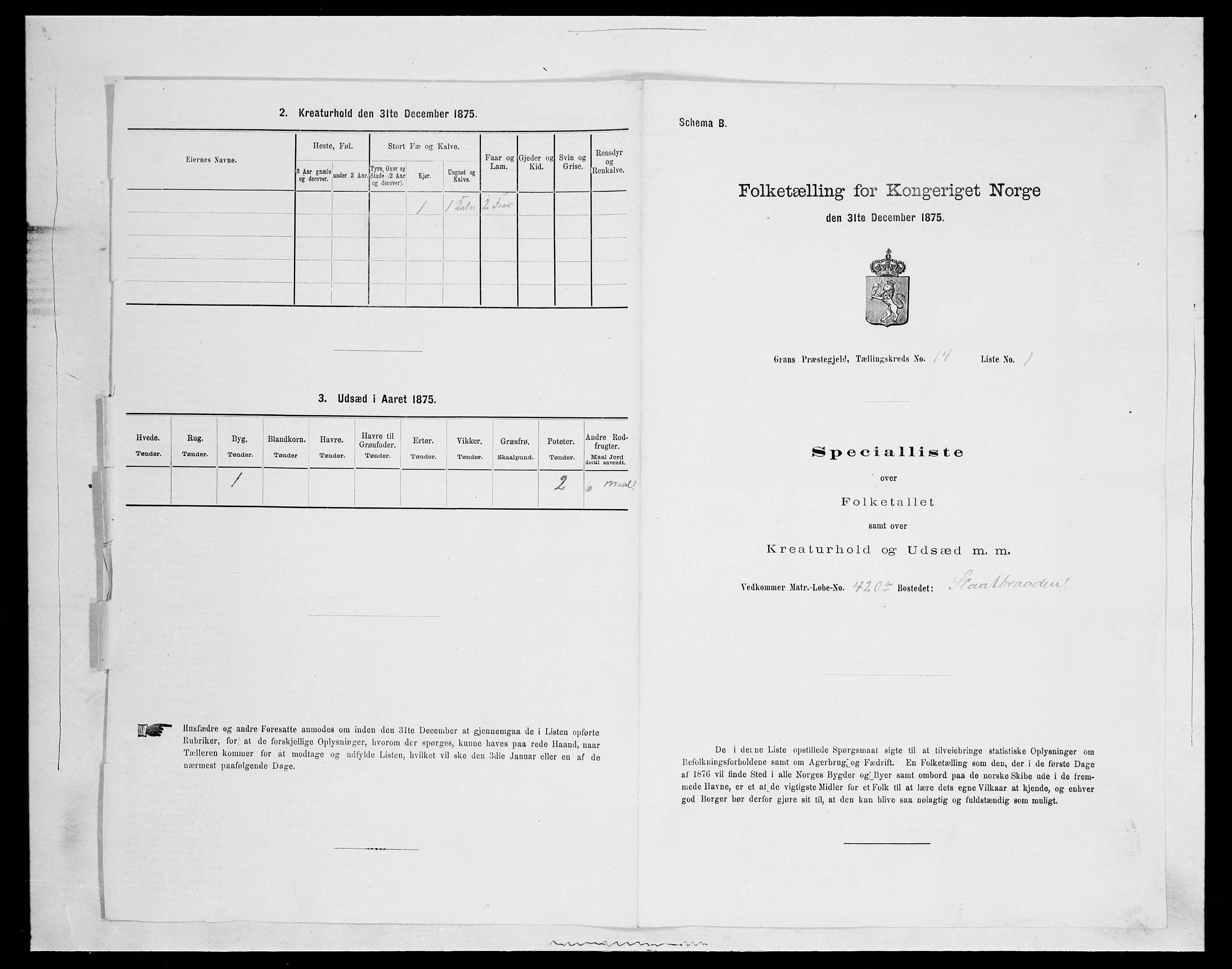 SAH, Folketelling 1875 for 0534P Gran prestegjeld, 1875, s. 2531