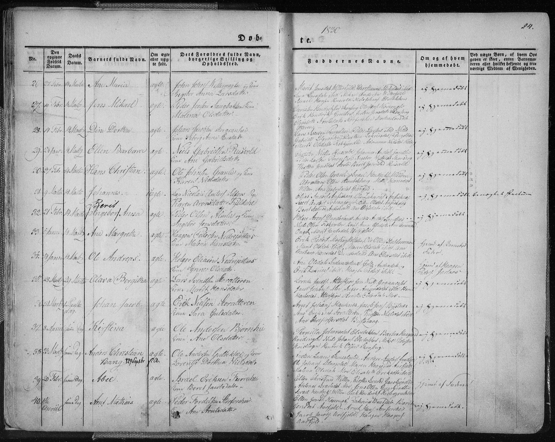 Ministerialprotokoller, klokkerbøker og fødselsregistre - Nordland, AV/SAT-A-1459/827/L0390: Ministerialbok nr. 827A02, 1826-1841, s. 24