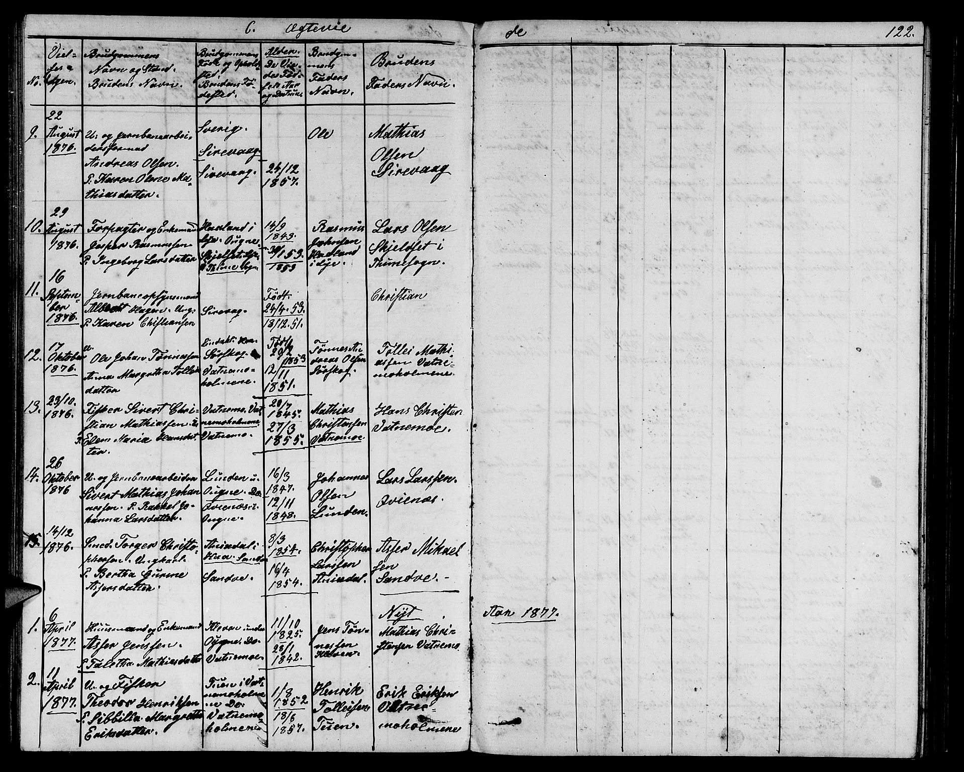 Eigersund sokneprestkontor, SAST/A-101807/S09/L0006: Klokkerbok nr. B 6, 1876-1889, s. 122