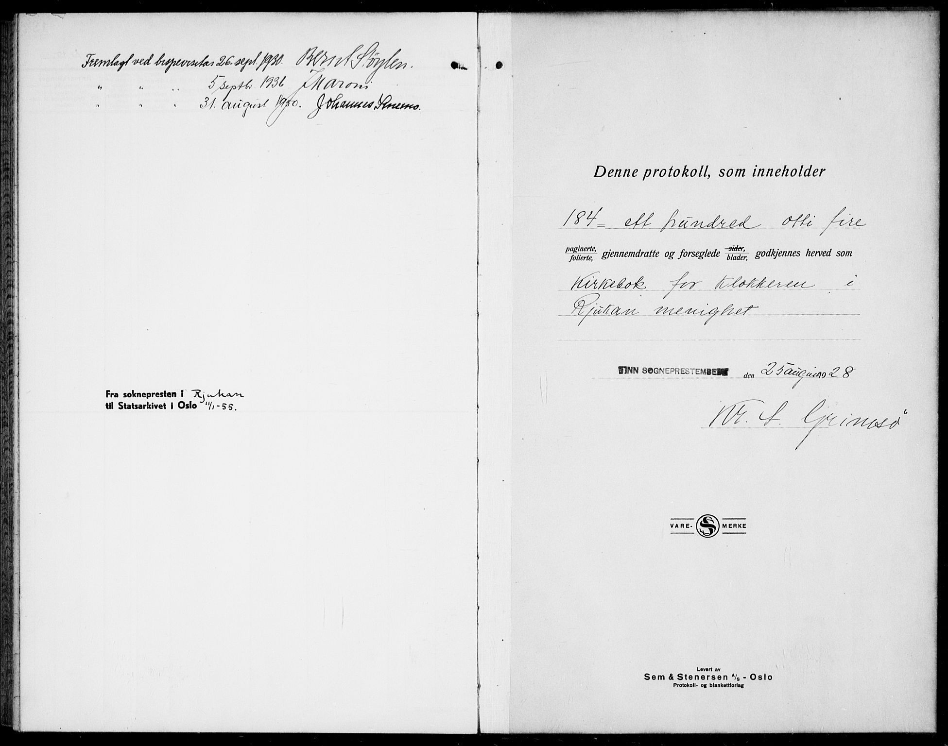 Rjukan kirkebøker, SAKO/A-294/G/Ga/L0005: Klokkerbok nr. 5, 1928-1937
