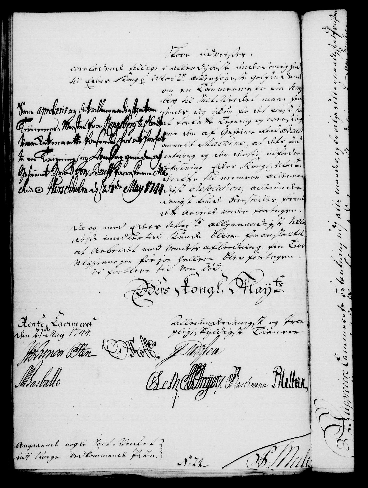 Rentekammeret, Kammerkanselliet, RA/EA-3111/G/Gf/Gfa/L0027: Norsk relasjons- og resolusjonsprotokoll (merket RK 52.27), 1744, s. 365