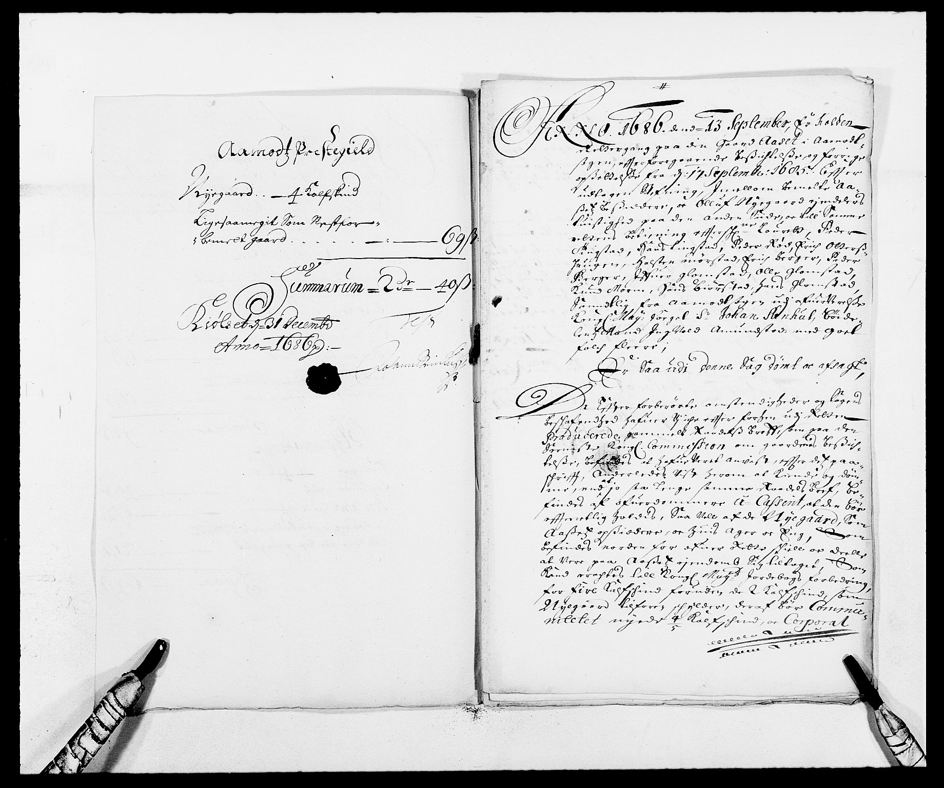 Rentekammeret inntil 1814, Reviderte regnskaper, Fogderegnskap, AV/RA-EA-4092/R13/L0823: Fogderegnskap Solør, Odal og Østerdal, 1686, s. 198
