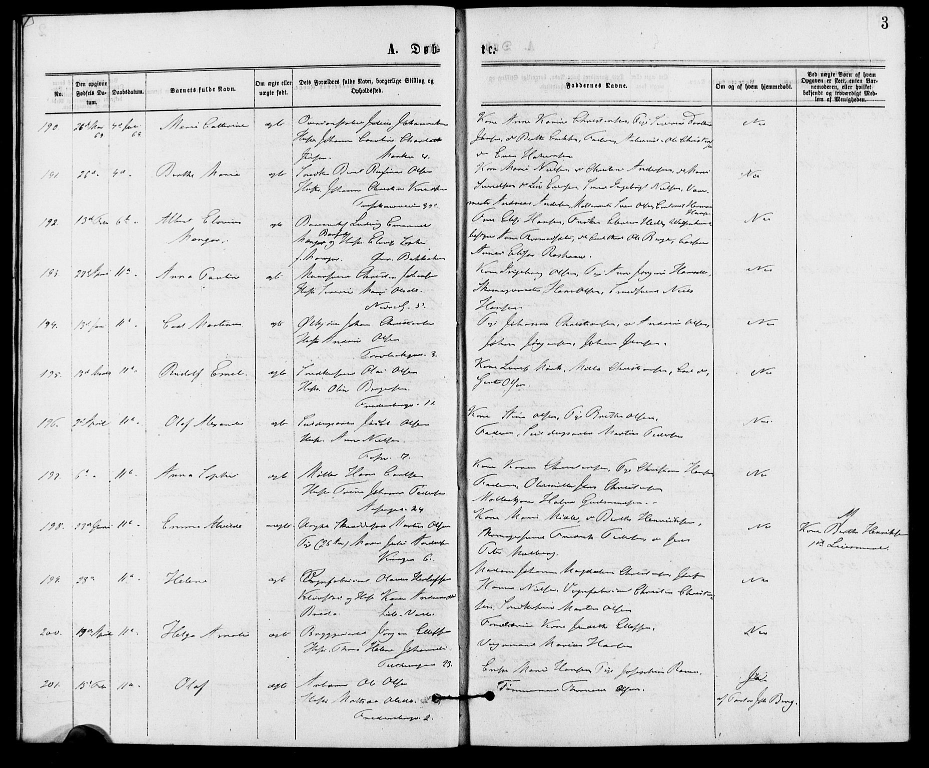 Gamle Aker prestekontor Kirkebøker, AV/SAO-A-10617a/G/L0003: Klokkerbok nr. 3, 1869-1874, s. 3