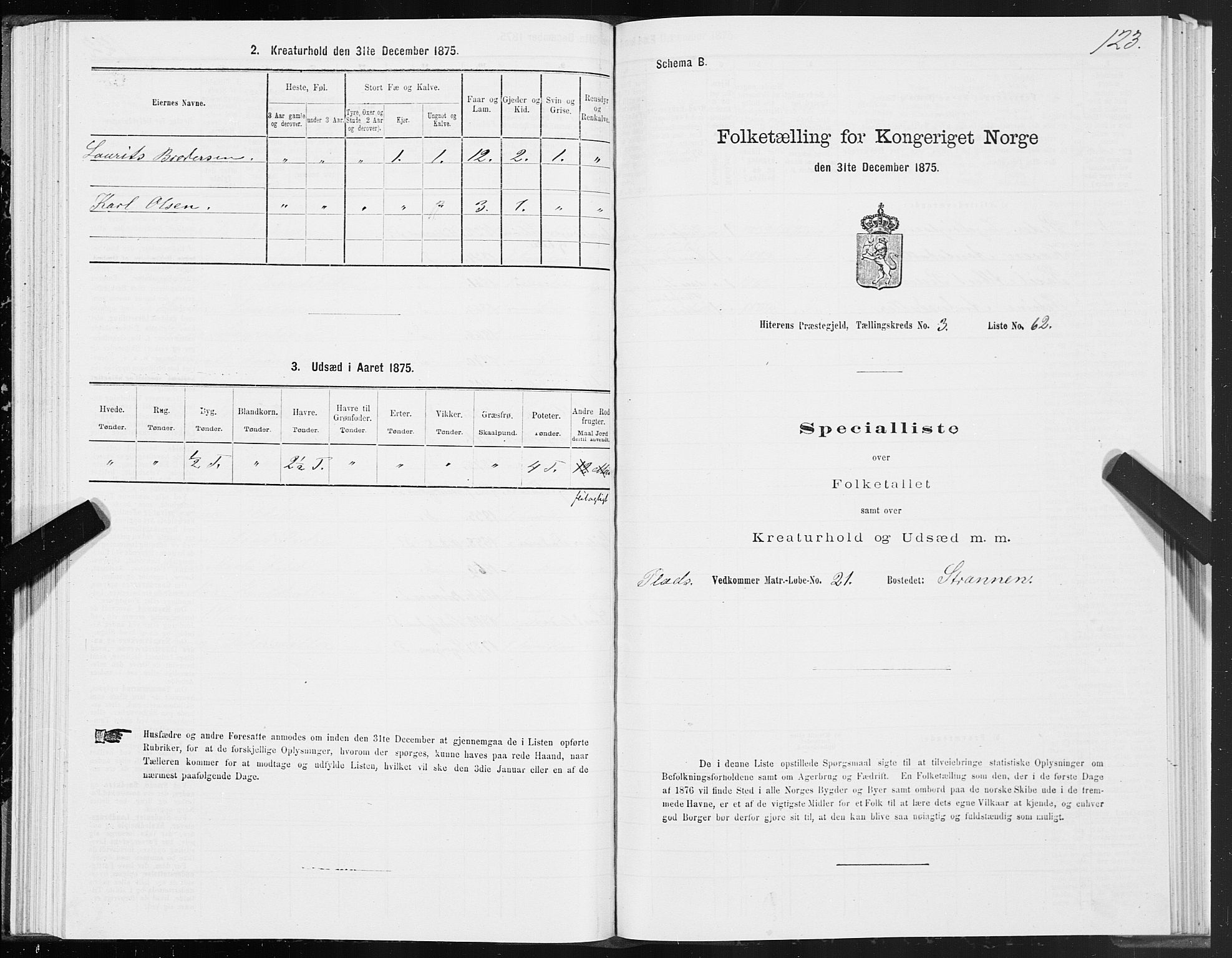 SAT, Folketelling 1875 for 1617P Hitra prestegjeld, 1875, s. 2123