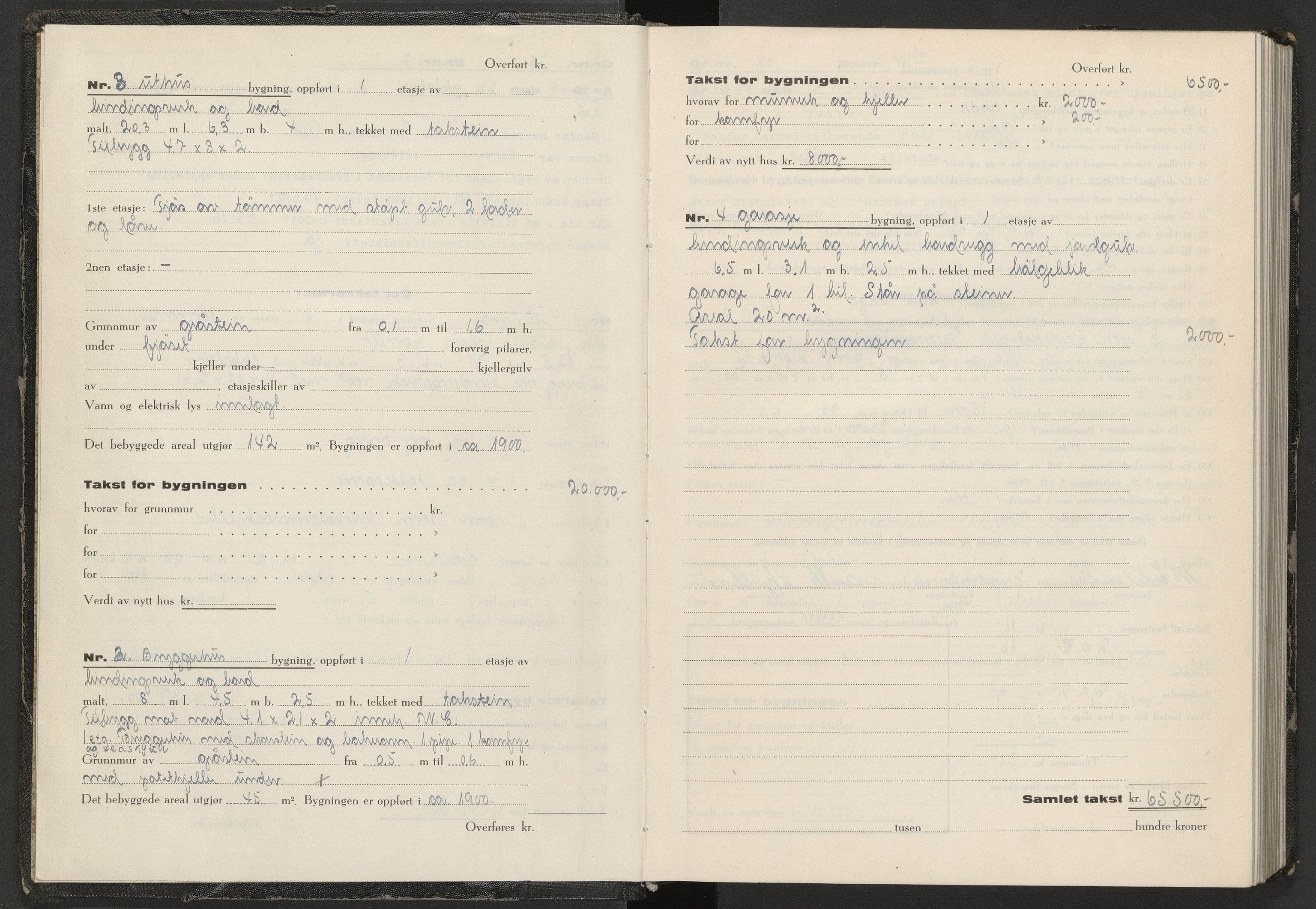 Sandar lensmannskontor, AV/SAKO-A-545/Y/Yc/Yca/L0041: Branntakstprotokoll, 1949-1950