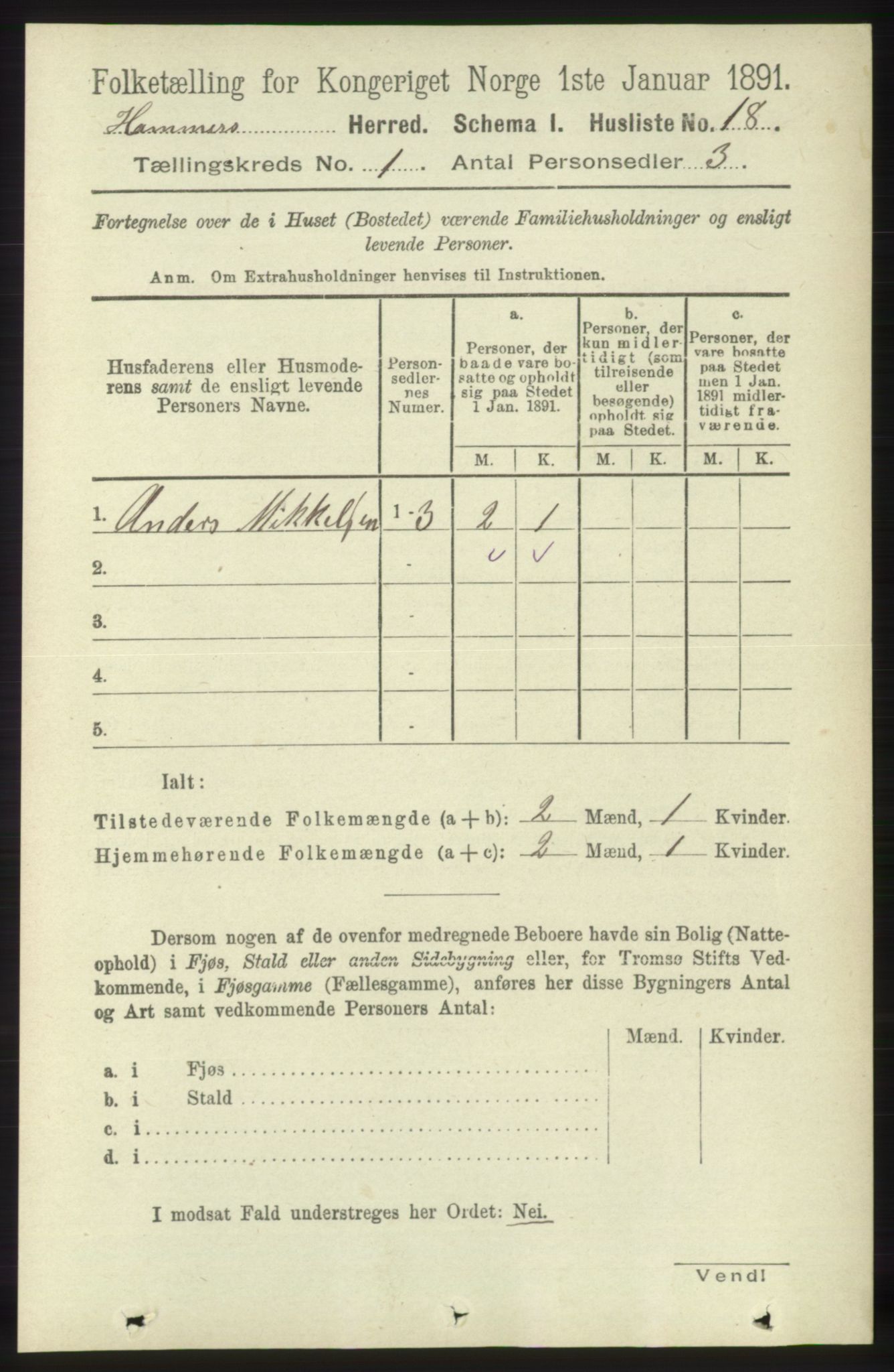 RA, Folketelling 1891 for 1254 Hamre herred, 1891, s. 58