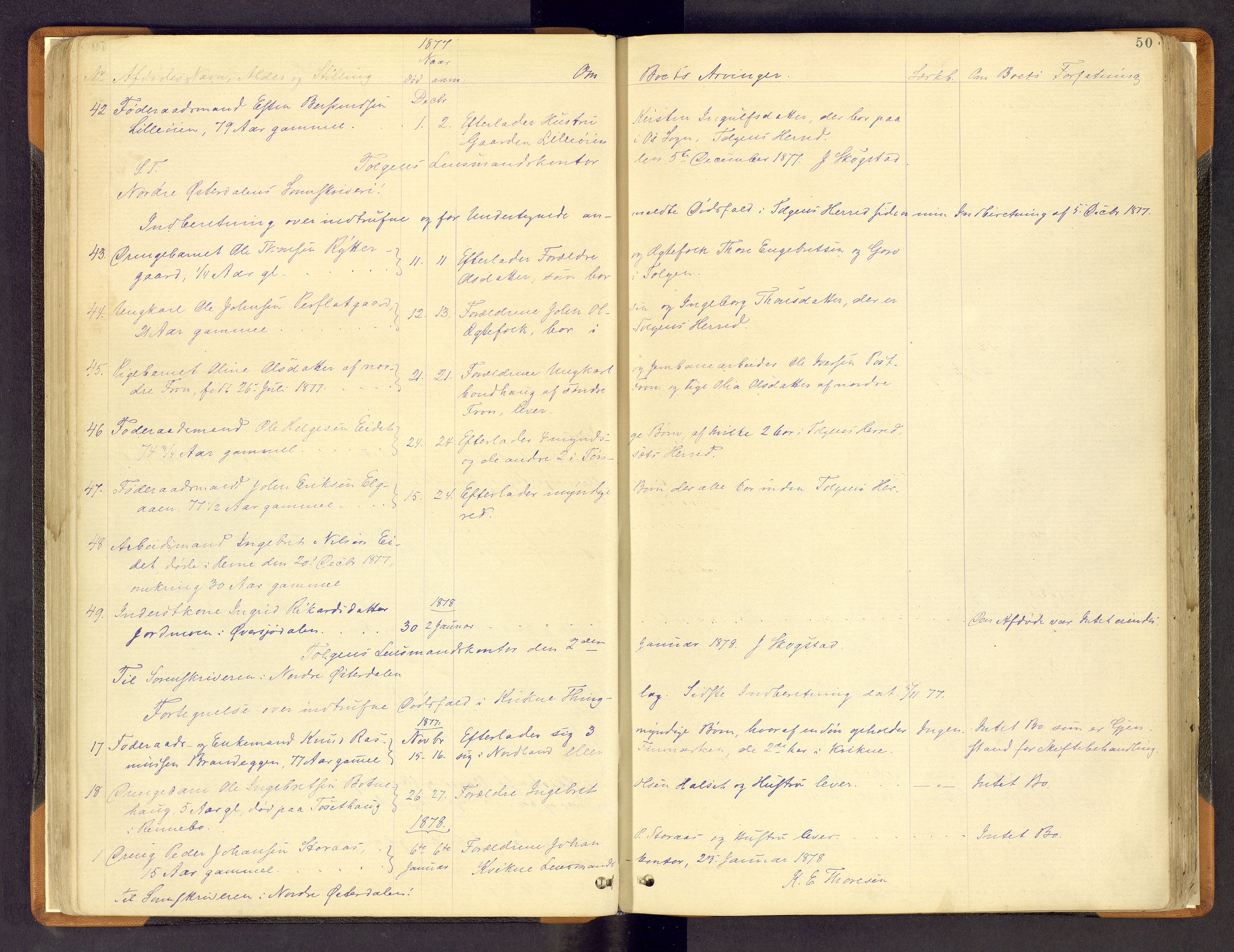 Nord-Østerdal tingrett, SAH/TING-020/H/Hi/L0002/0002: Forskjellig vedrørende tinglysing / Korrigering av grunnboka hvor hjemmelshaver mangler, er død m.v., 1875-1886, s. 50