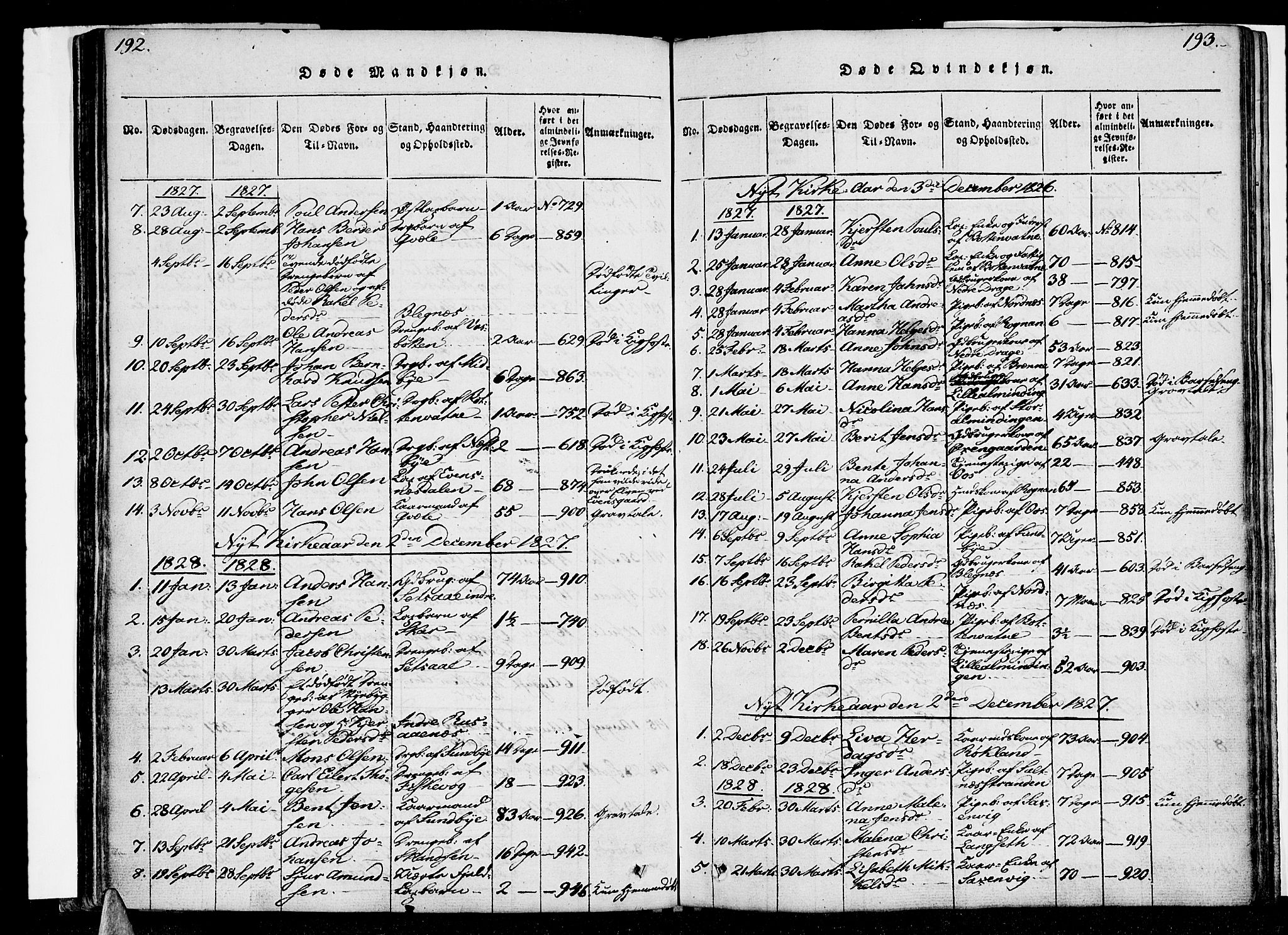 Ministerialprotokoller, klokkerbøker og fødselsregistre - Nordland, AV/SAT-A-1459/847/L0665: Ministerialbok nr. 847A05, 1818-1841, s. 192-193