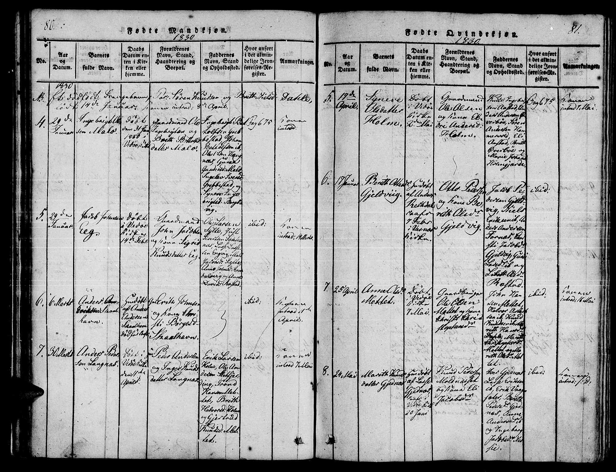 Ministerialprotokoller, klokkerbøker og fødselsregistre - Møre og Romsdal, SAT/A-1454/547/L0602: Ministerialbok nr. 547A04, 1818-1845, s. 80-81