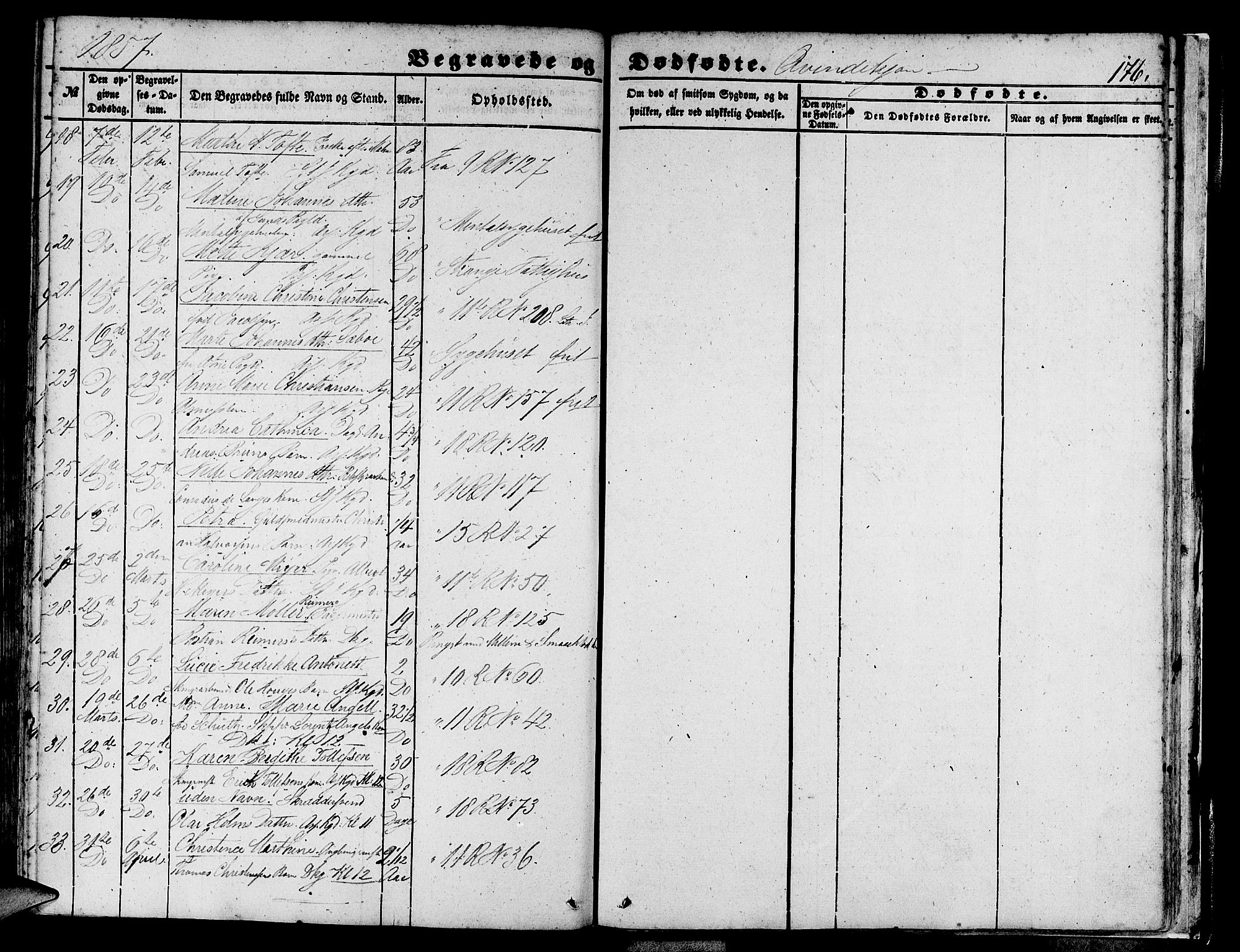 Domkirken sokneprestembete, AV/SAB-A-74801/H/Hab/L0038: Klokkerbok nr. E 2, 1847-1859, s. 176
