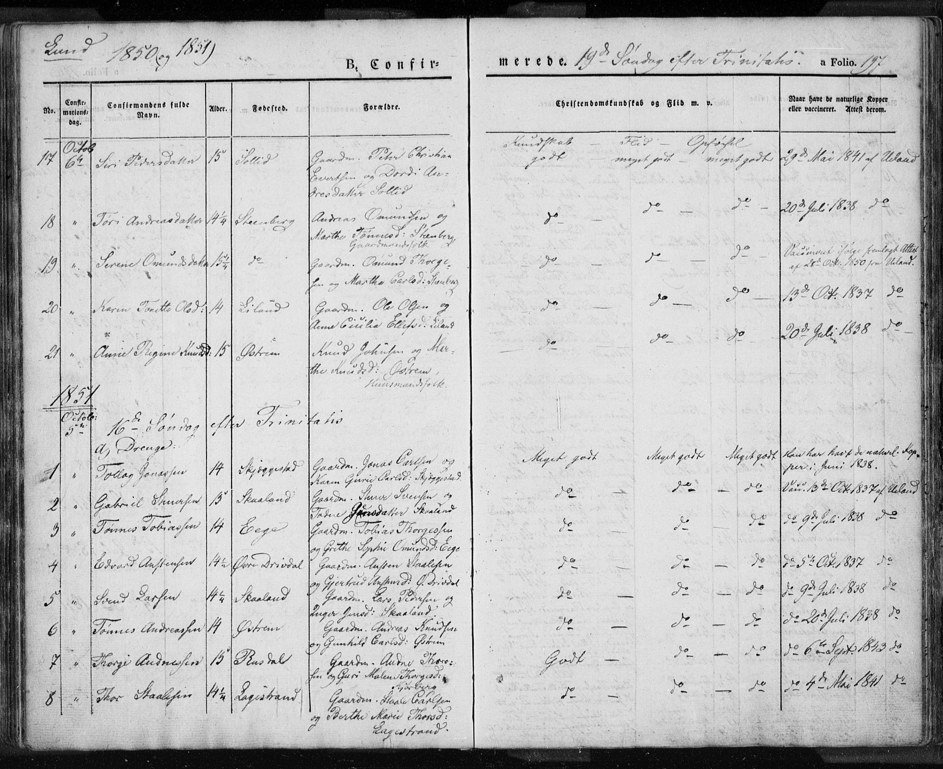 Lund sokneprestkontor, AV/SAST-A-101809/S06/L0007: Ministerialbok nr. A 7.1, 1833-1854, s. 197