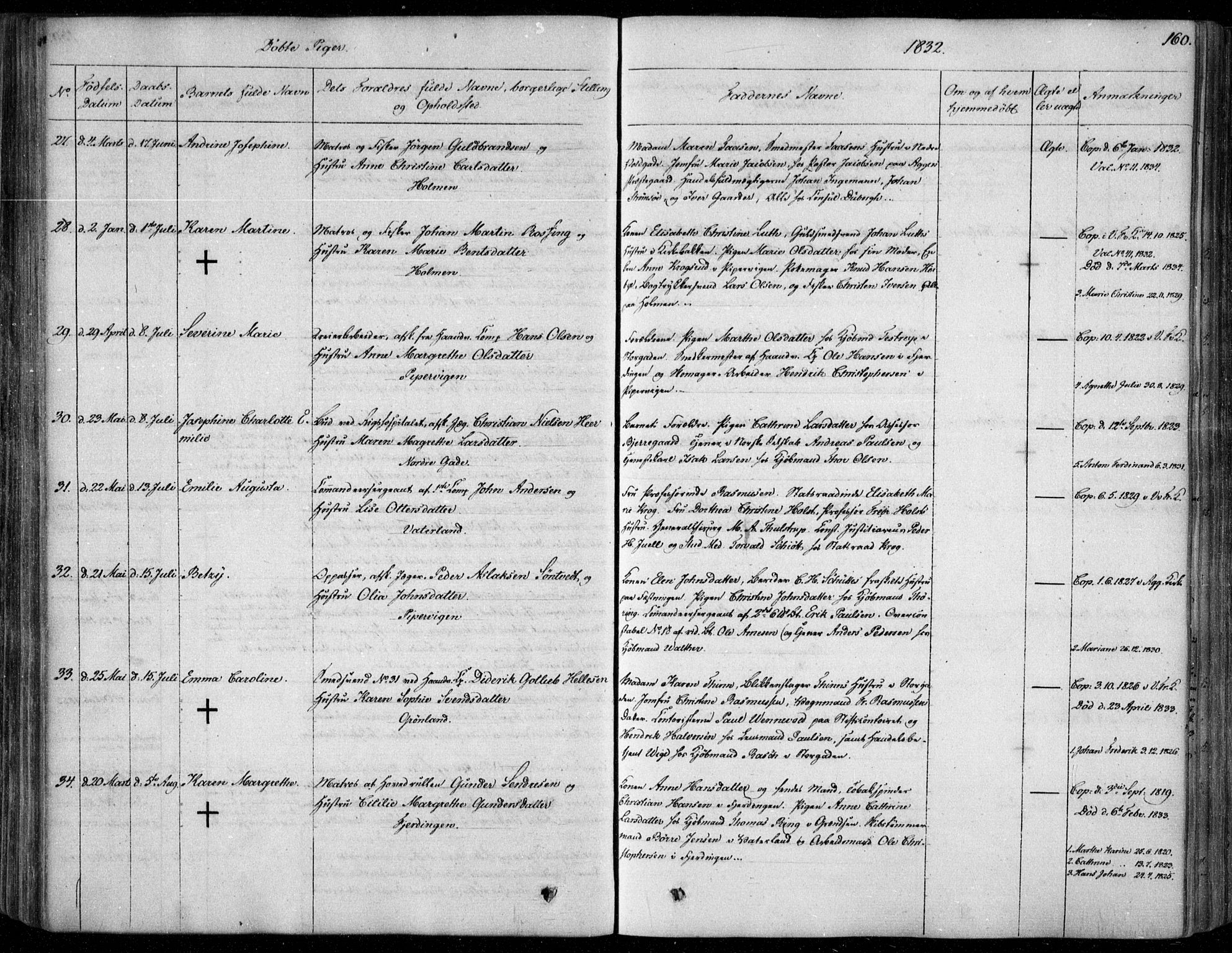 Garnisonsmenigheten Kirkebøker, SAO/A-10846/F/Fa/L0006: Ministerialbok nr. 6, 1828-1841, s. 160