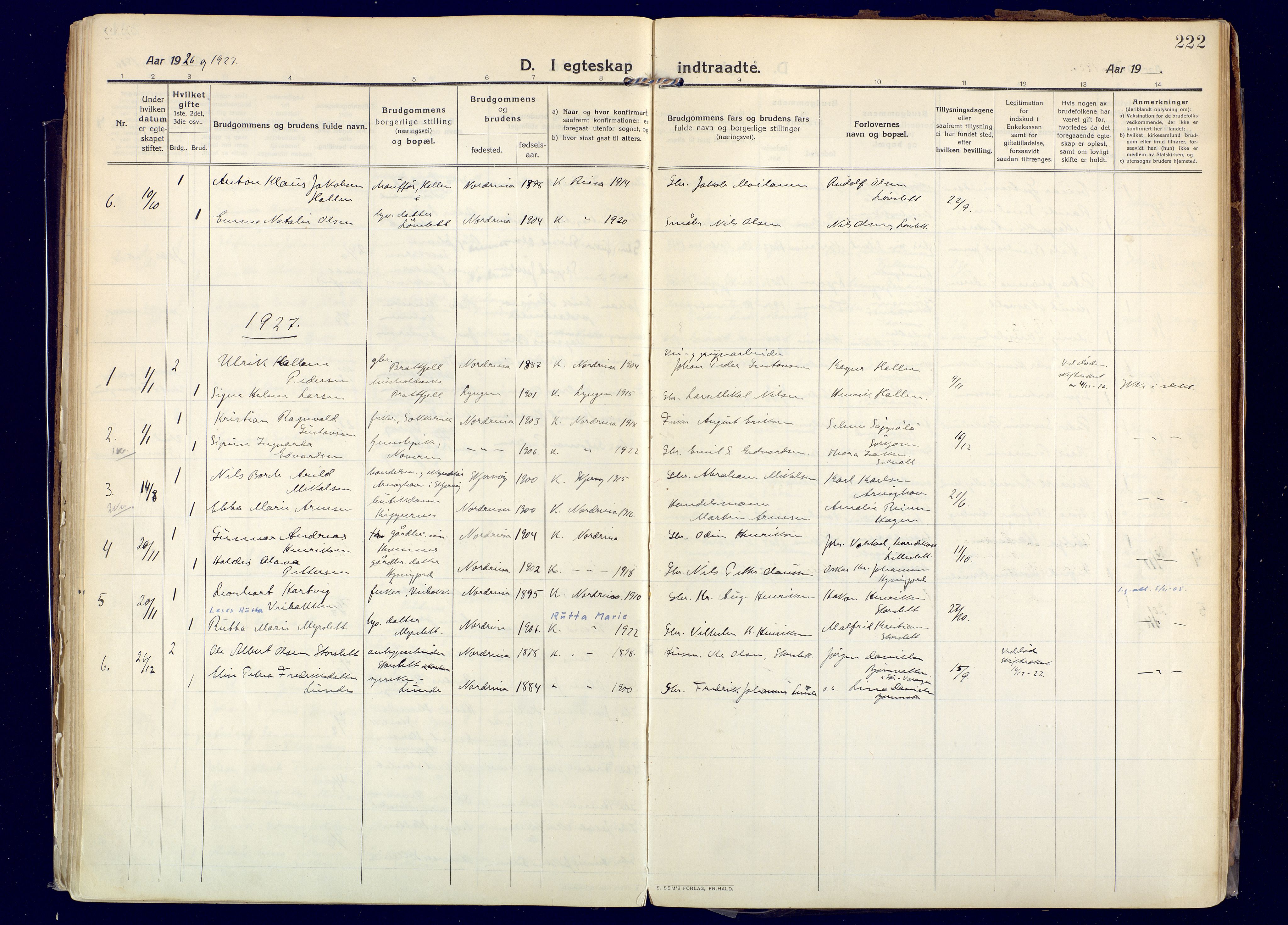 Skjervøy sokneprestkontor, AV/SATØ-S-1300/H/Ha/Haa: Ministerialbok nr. 20, 1911-1931, s. 222
