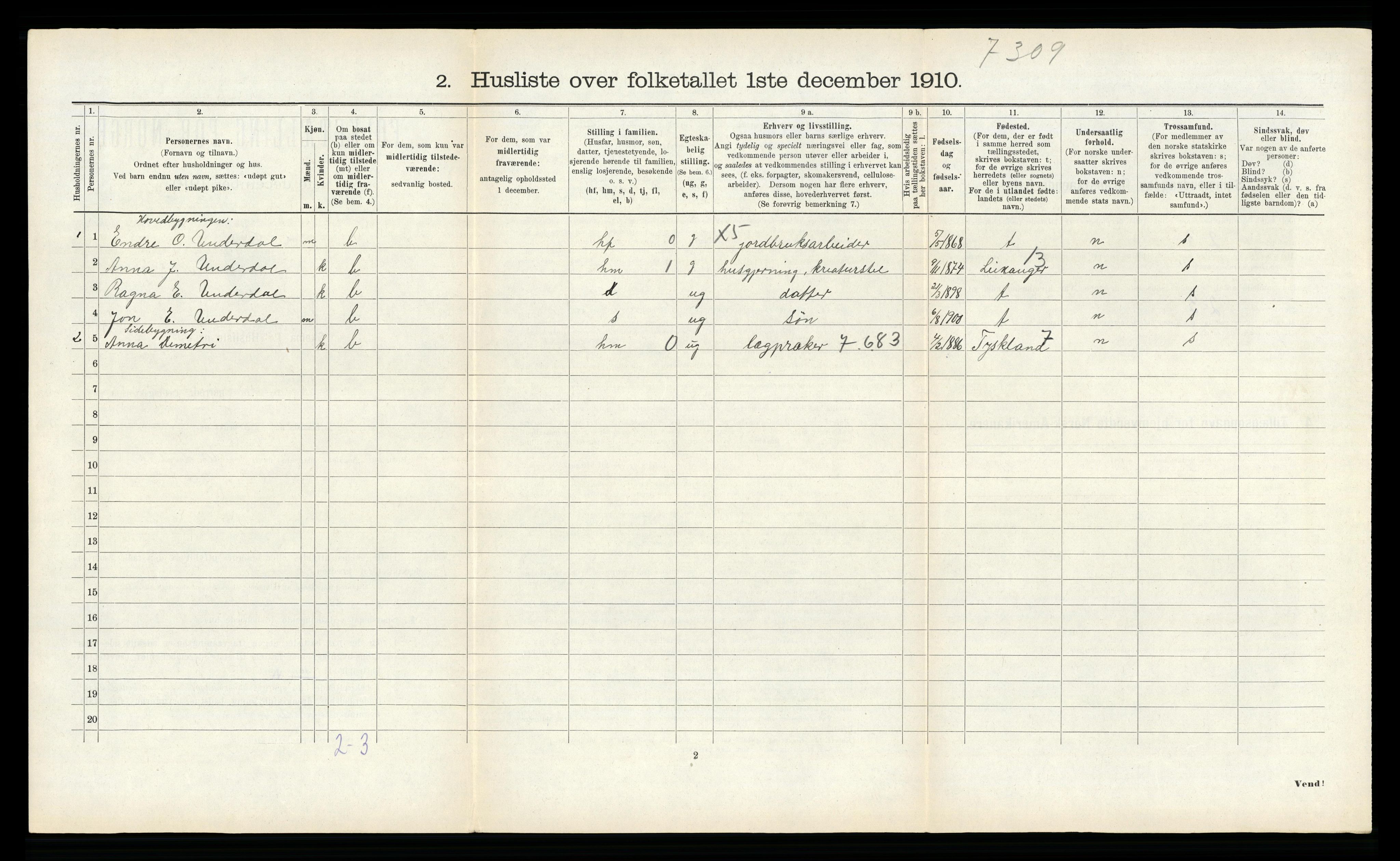 RA, Folketelling 1910 for 1421 Aurland herred, 1910, s. 254