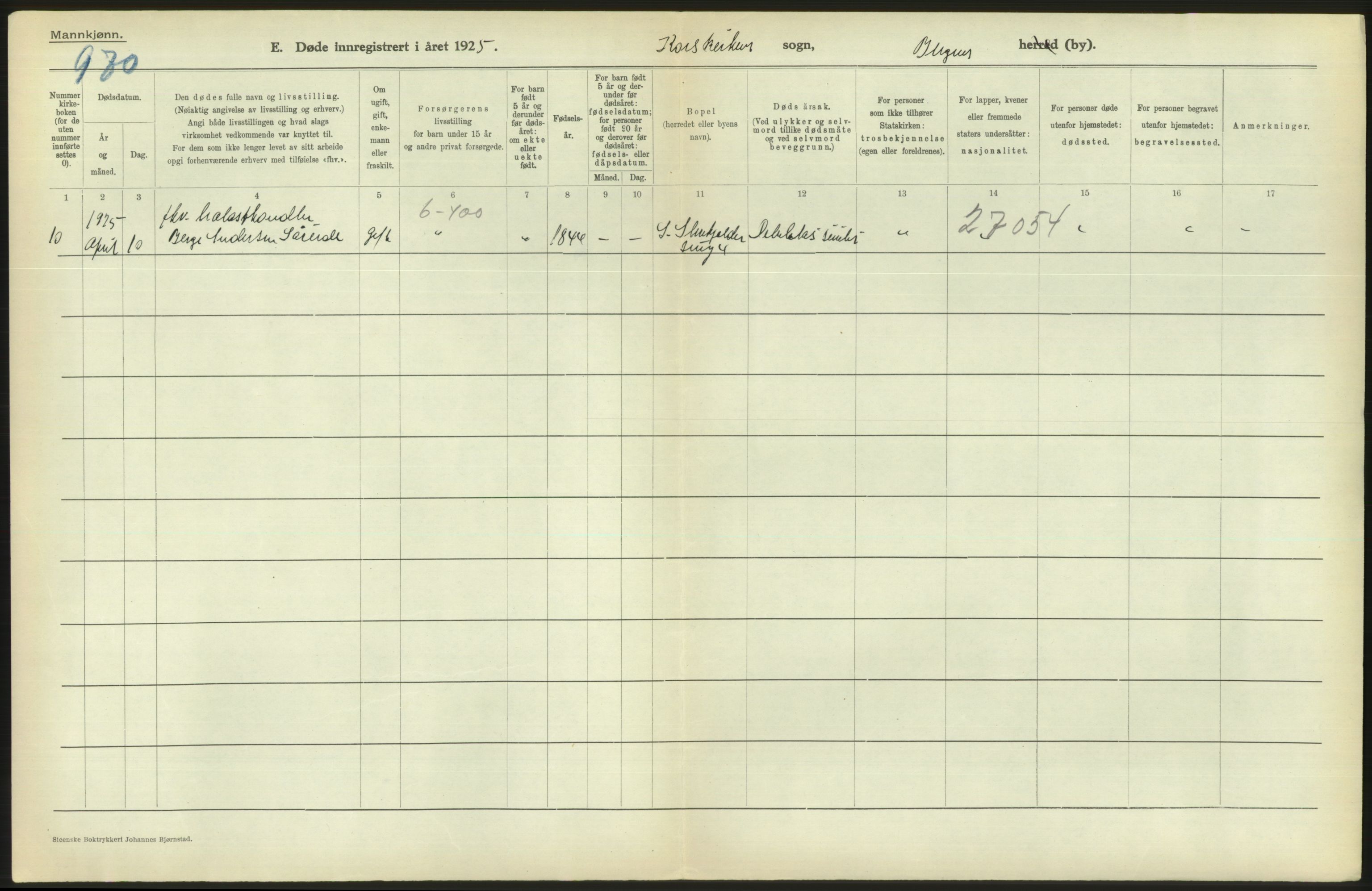 Statistisk sentralbyrå, Sosiodemografiske emner, Befolkning, AV/RA-S-2228/D/Df/Dfc/Dfce/L0029: Bergen: Gifte, døde., 1925, s. 360