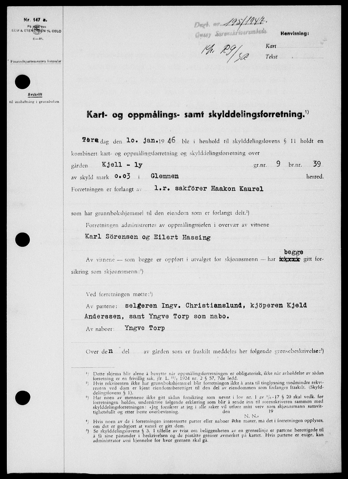 Onsøy sorenskriveri, SAO/A-10474/G/Ga/Gab/L0018: Pantebok nr. II A-18, 1946-1947, Dagboknr: 195/1947