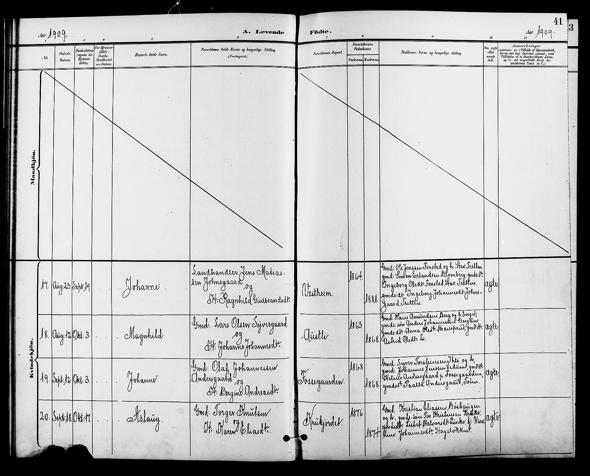 Øyer prestekontor, AV/SAH-PREST-084/H/Ha/Hab/L0005: Klokkerbok nr. 5, 1897-1913, s. 41