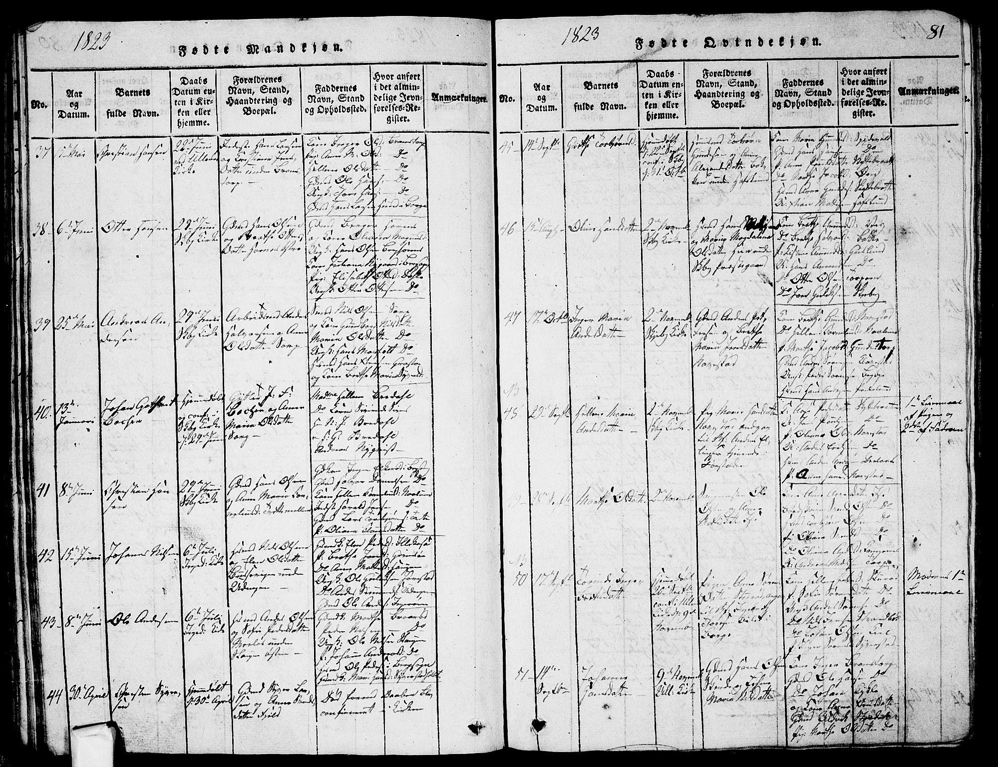 Skjeberg prestekontor Kirkebøker, AV/SAO-A-10923/G/Ga/L0001: Klokkerbok nr. I 1, 1815-1830, s. 81