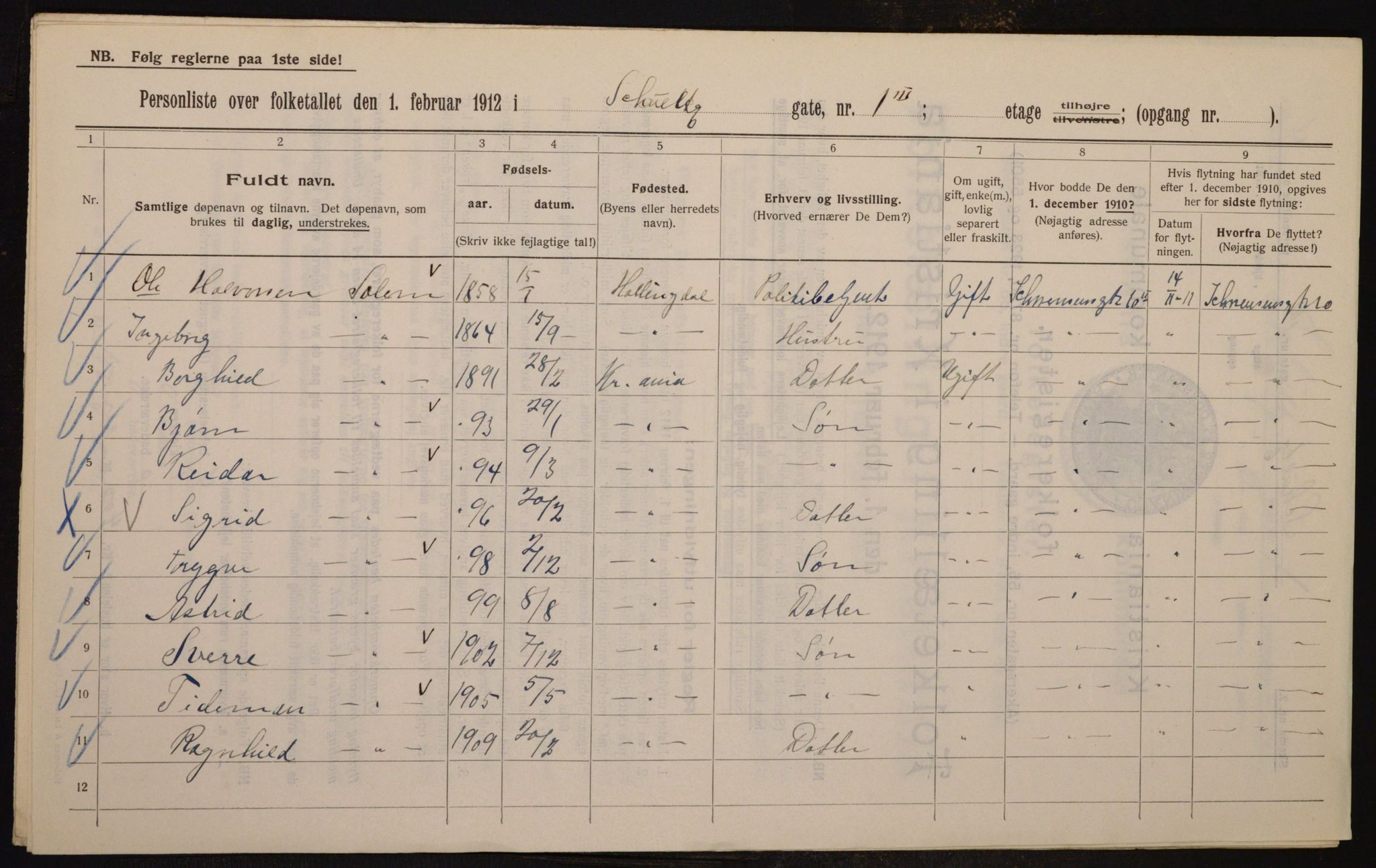 OBA, Kommunal folketelling 1.2.1912 for Kristiania, 1912, s. 90746