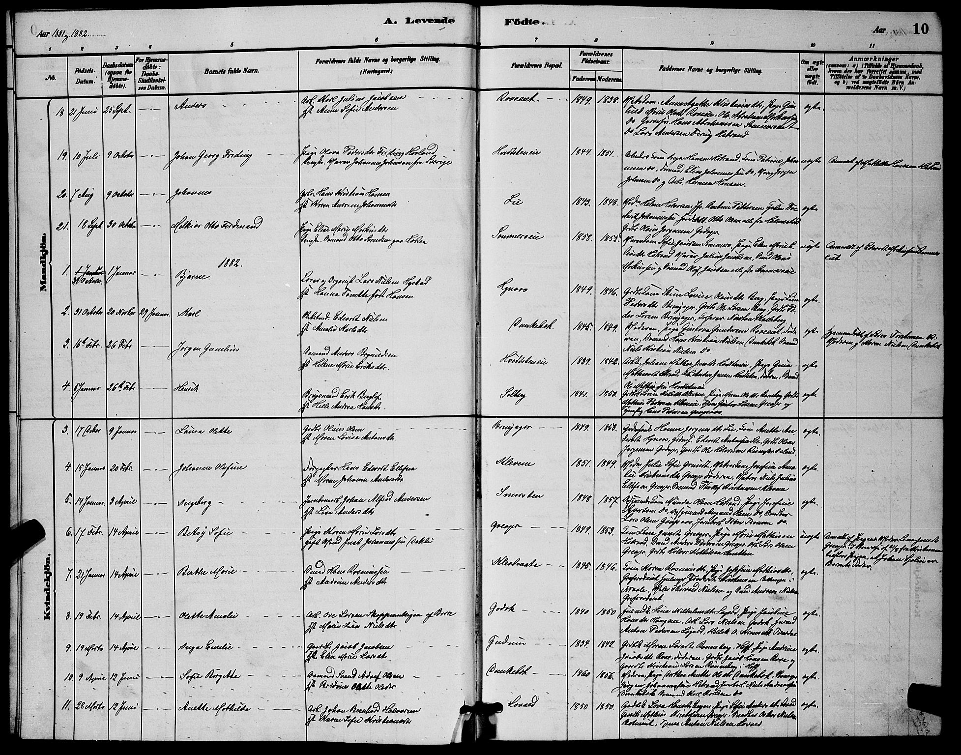 Botne kirkebøker, AV/SAKO-A-340/G/Ga/L0003: Klokkerbok nr. I 3, 1878-1898, s. 10