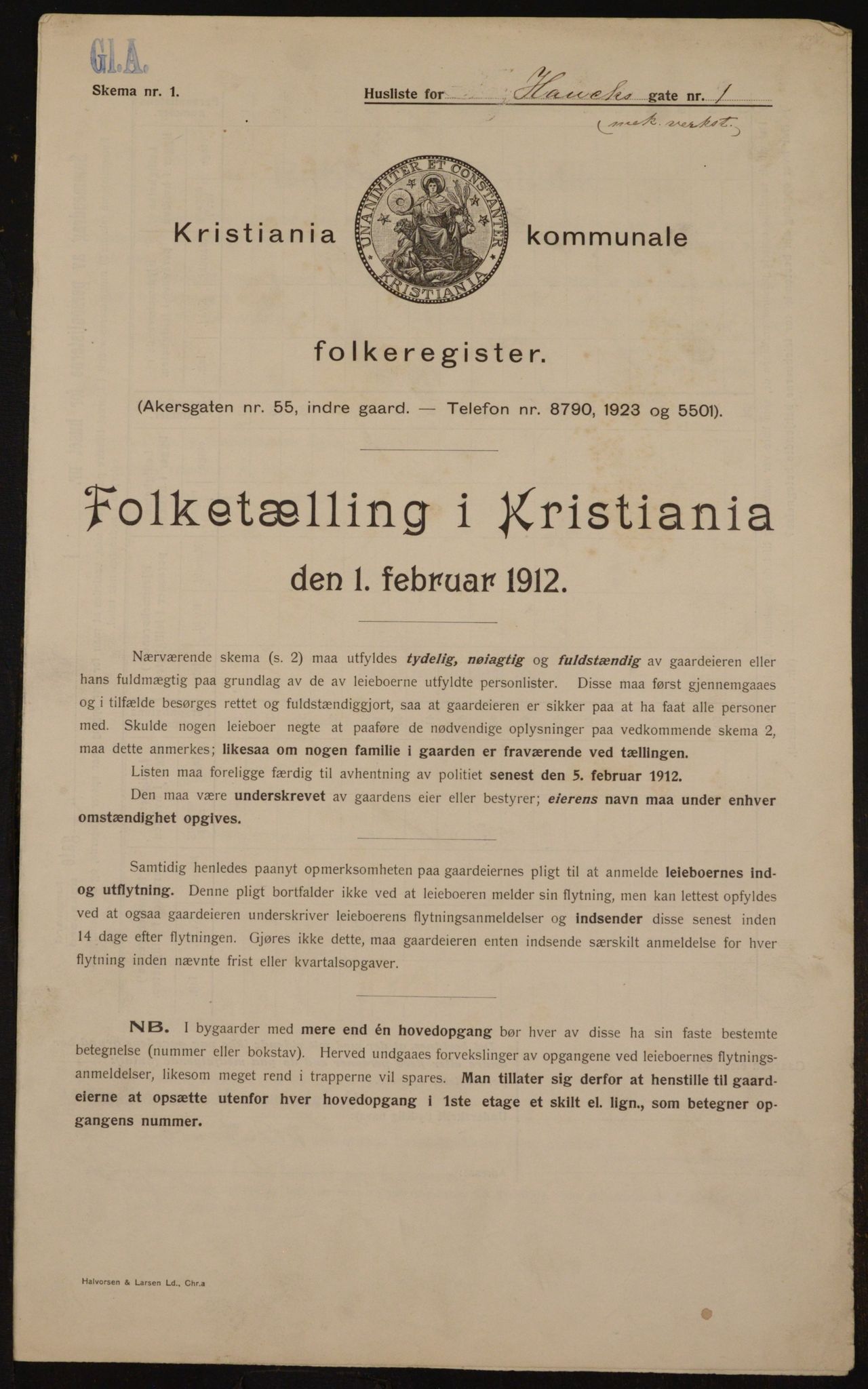 OBA, Kommunal folketelling 1.2.1912 for Kristiania, 1912, s. 35383