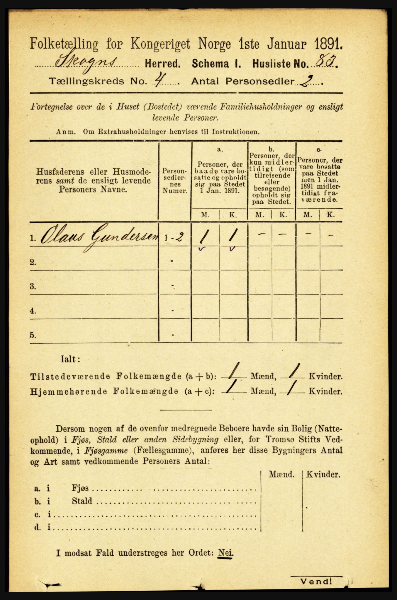 RA, Folketelling 1891 for 1719 Skogn herred, 1891, s. 2350