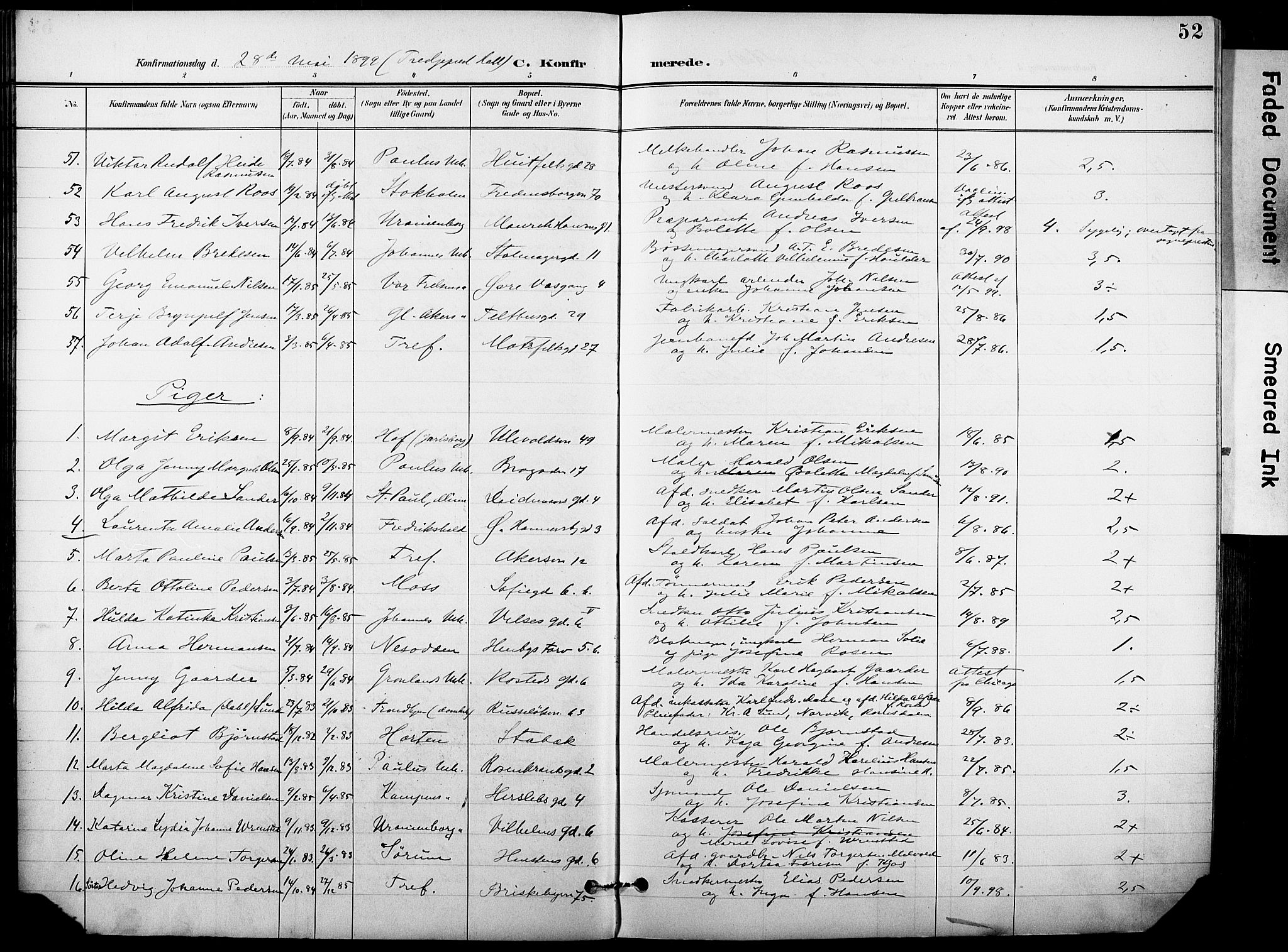 Trefoldighet prestekontor Kirkebøker, AV/SAO-A-10882/F/Fb/L0004: Ministerialbok nr. II 4, 1896-1915, s. 52
