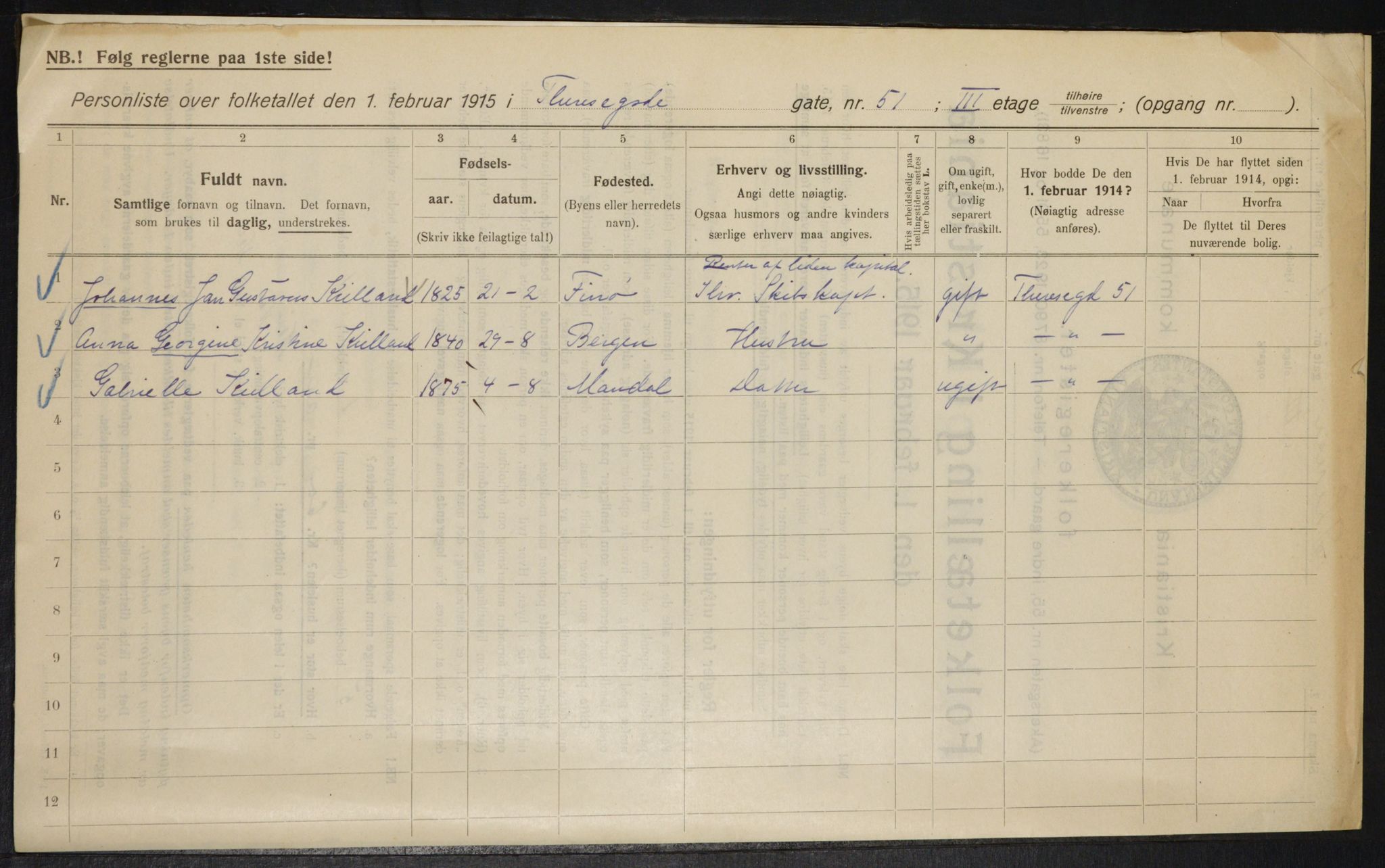 OBA, Kommunal folketelling 1.2.1915 for Kristiania, 1915, s. 109039