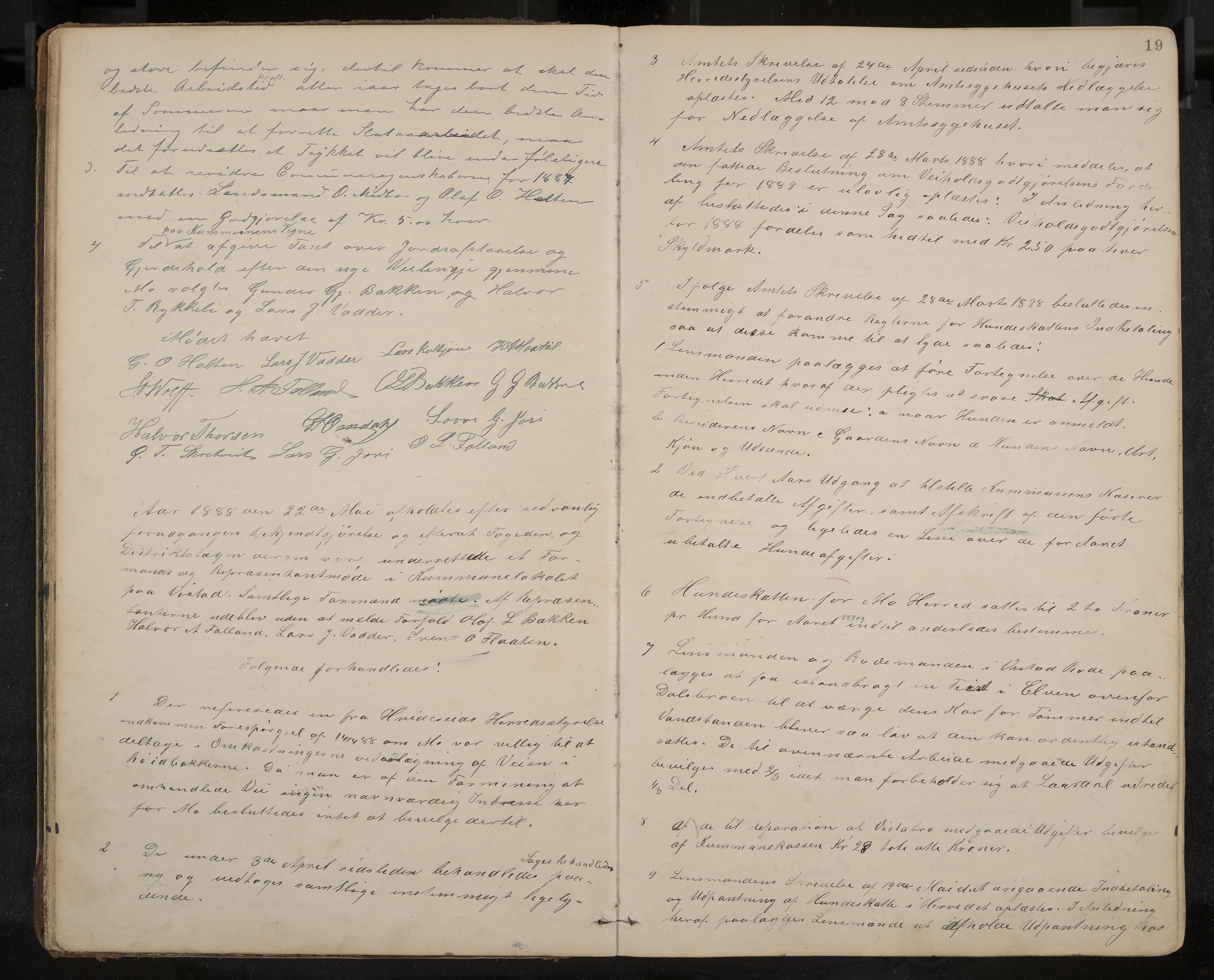 Mo formannskap og sentraladministrasjon, IKAK/0832021/A/L0003: Møtebok, 1886-1903, s. 19