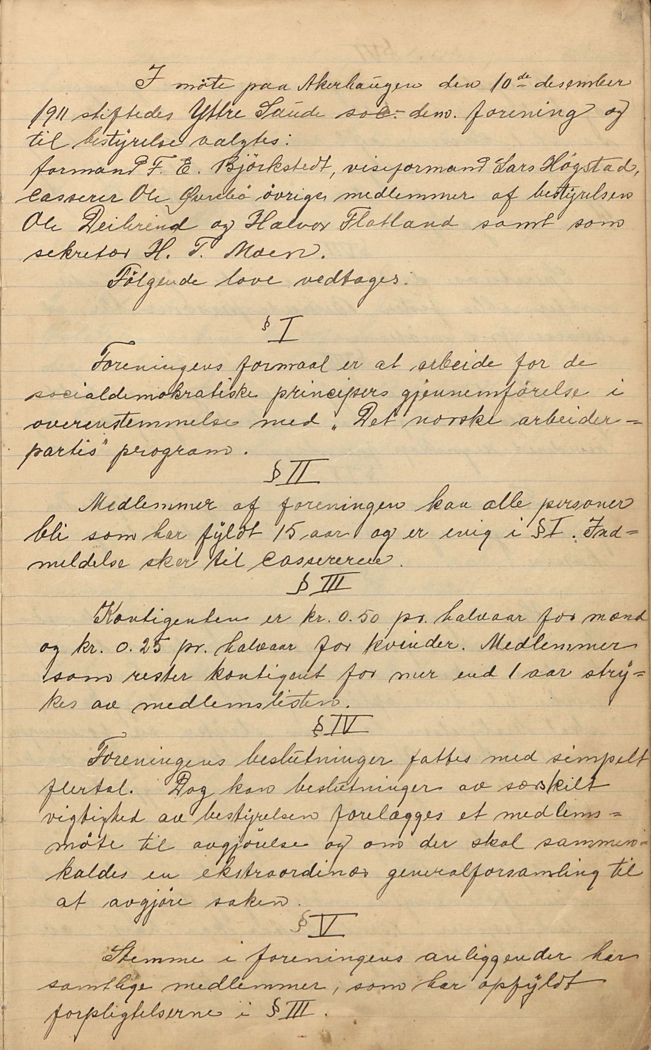 Sauherad arbeiderpartis arkiv, AAT/AAT-822010/A/L0001: Møtebok for Ytre Saude soc. dem. forening, Akerhaugens Arbeider og Smaabrukerlag og Sauherad Herredsparti av DnA, 1911-1925