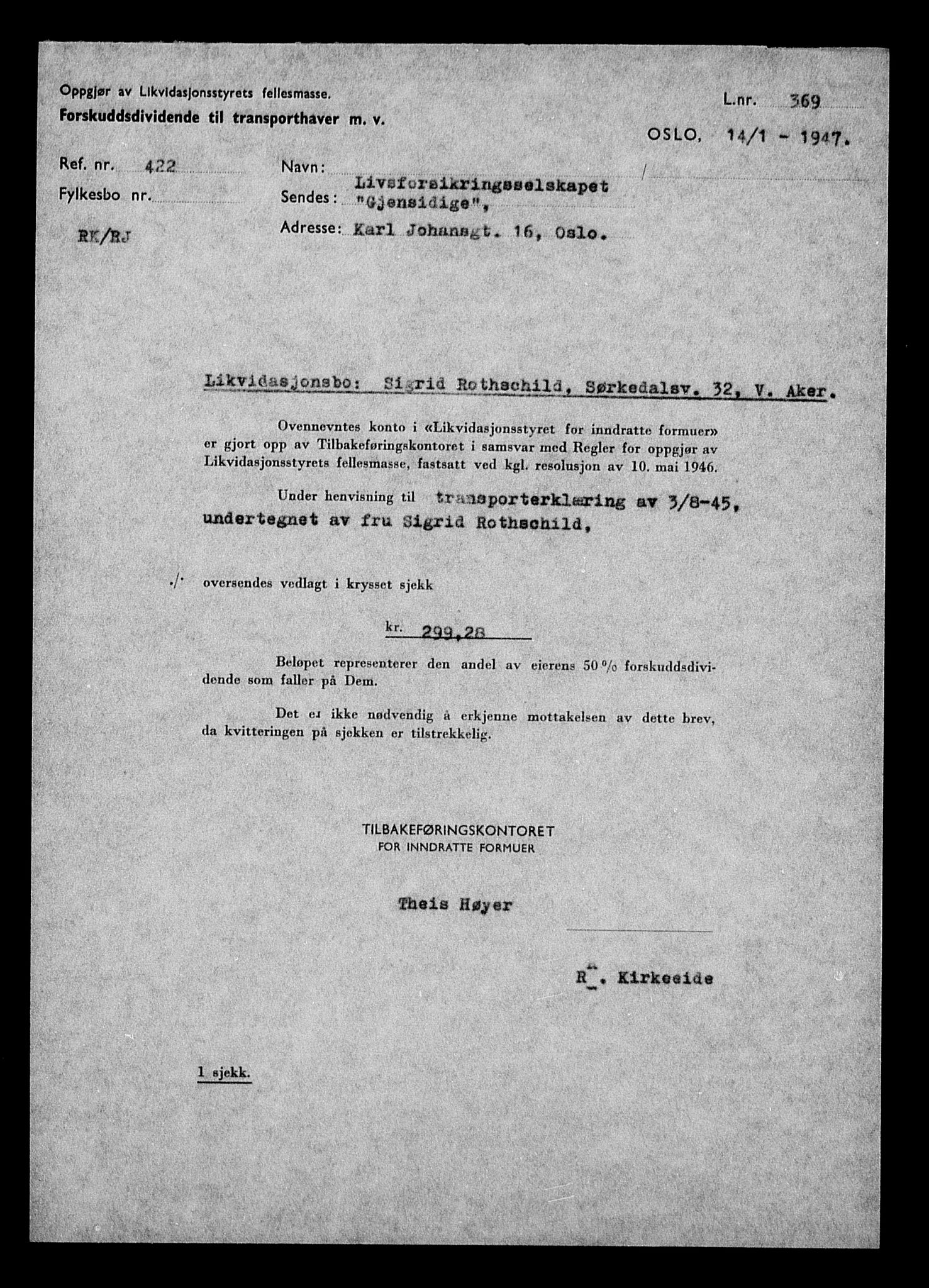 Justisdepartementet, Tilbakeføringskontoret for inndratte formuer, AV/RA-S-1564/H/Hc/Hcc/L0975: --, 1945-1947, s. 35