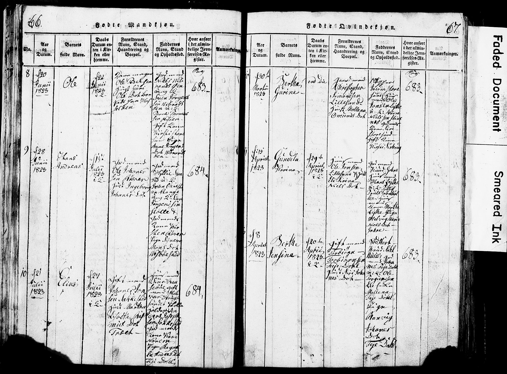 Torvastad sokneprestkontor, AV/SAST-A -101857/H/Ha/Hab/L0002: Klokkerbok nr. B 2, 1817-1834, s. 66-67