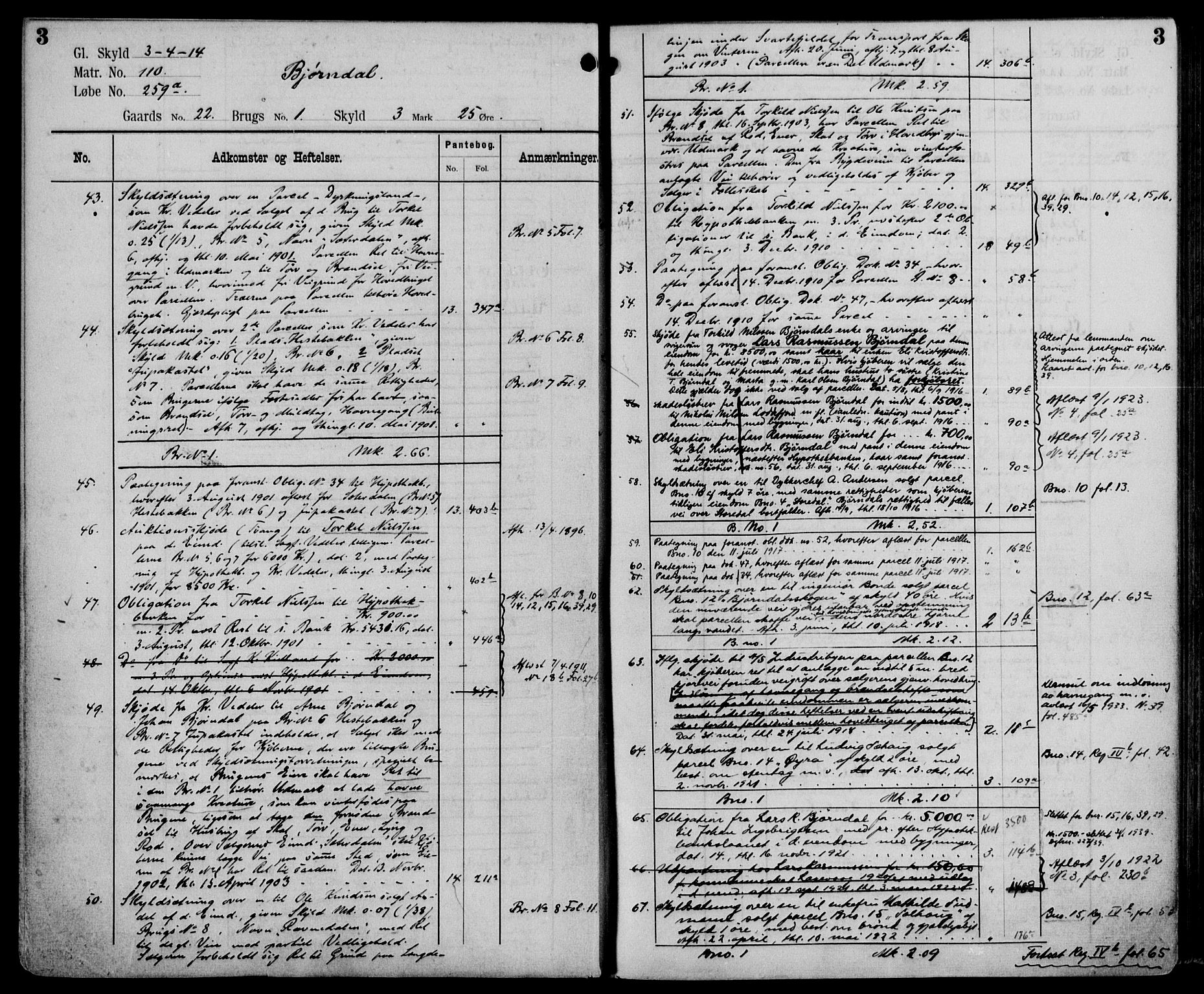 Midhordland sorenskriveri, AV/SAB-A-3001/1/G/Ga/Gab/L0106: Panteregister nr. II.A.b.106, s. 3