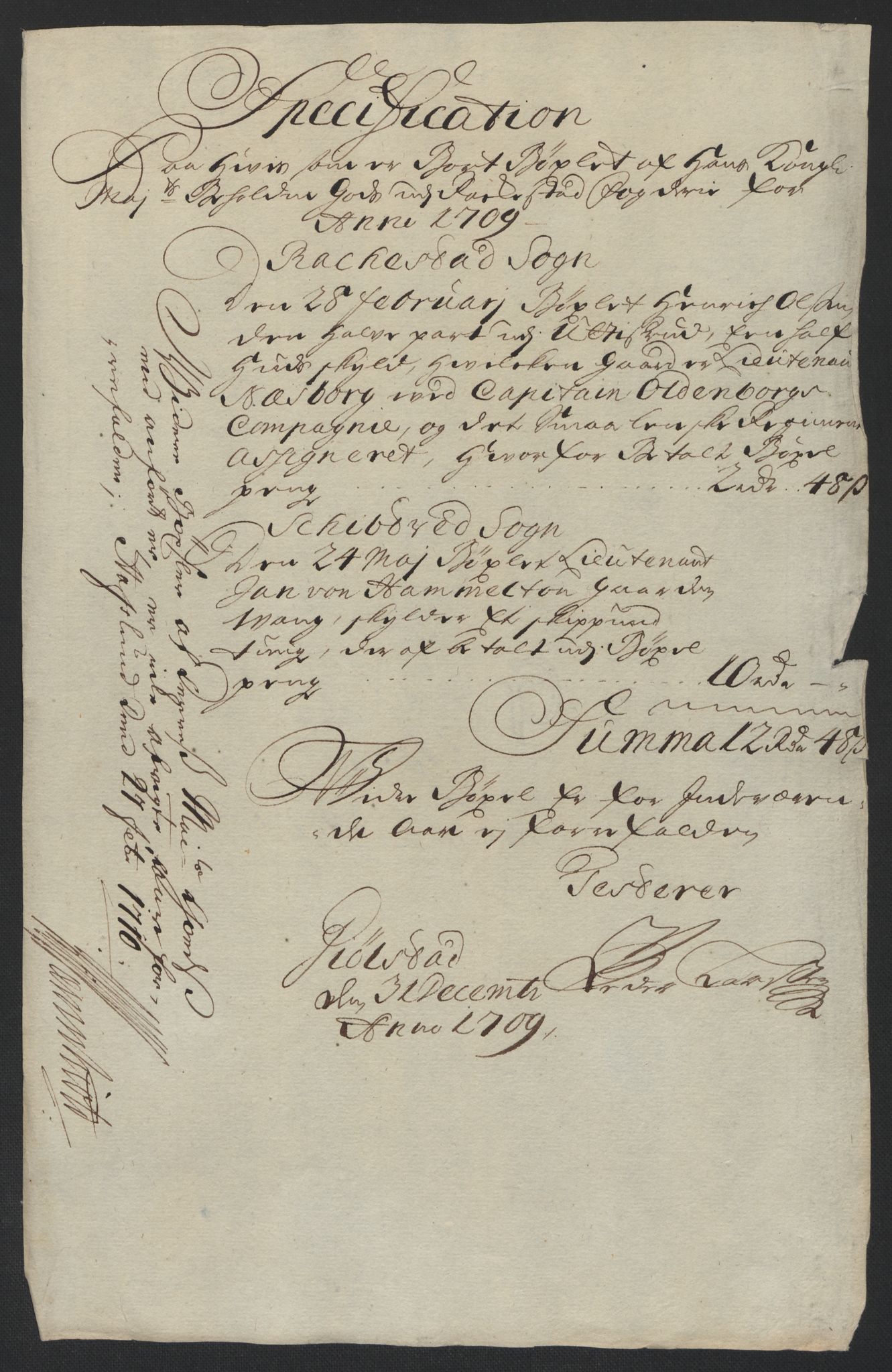Rentekammeret inntil 1814, Reviderte regnskaper, Fogderegnskap, RA/EA-4092/R07/L0301: Fogderegnskap Rakkestad, Heggen og Frøland, 1709, s. 31
