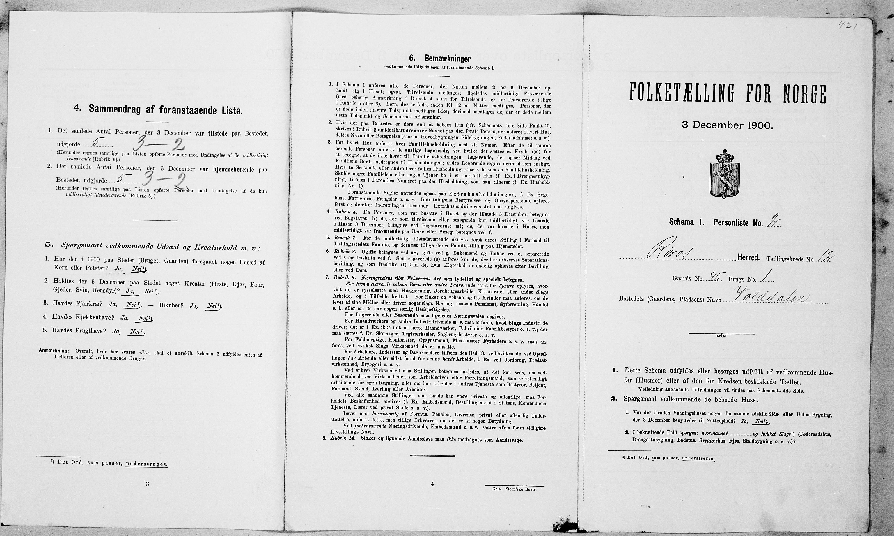 SAT, Folketelling 1900 for 1640 Røros herred, 1900, s. 1292