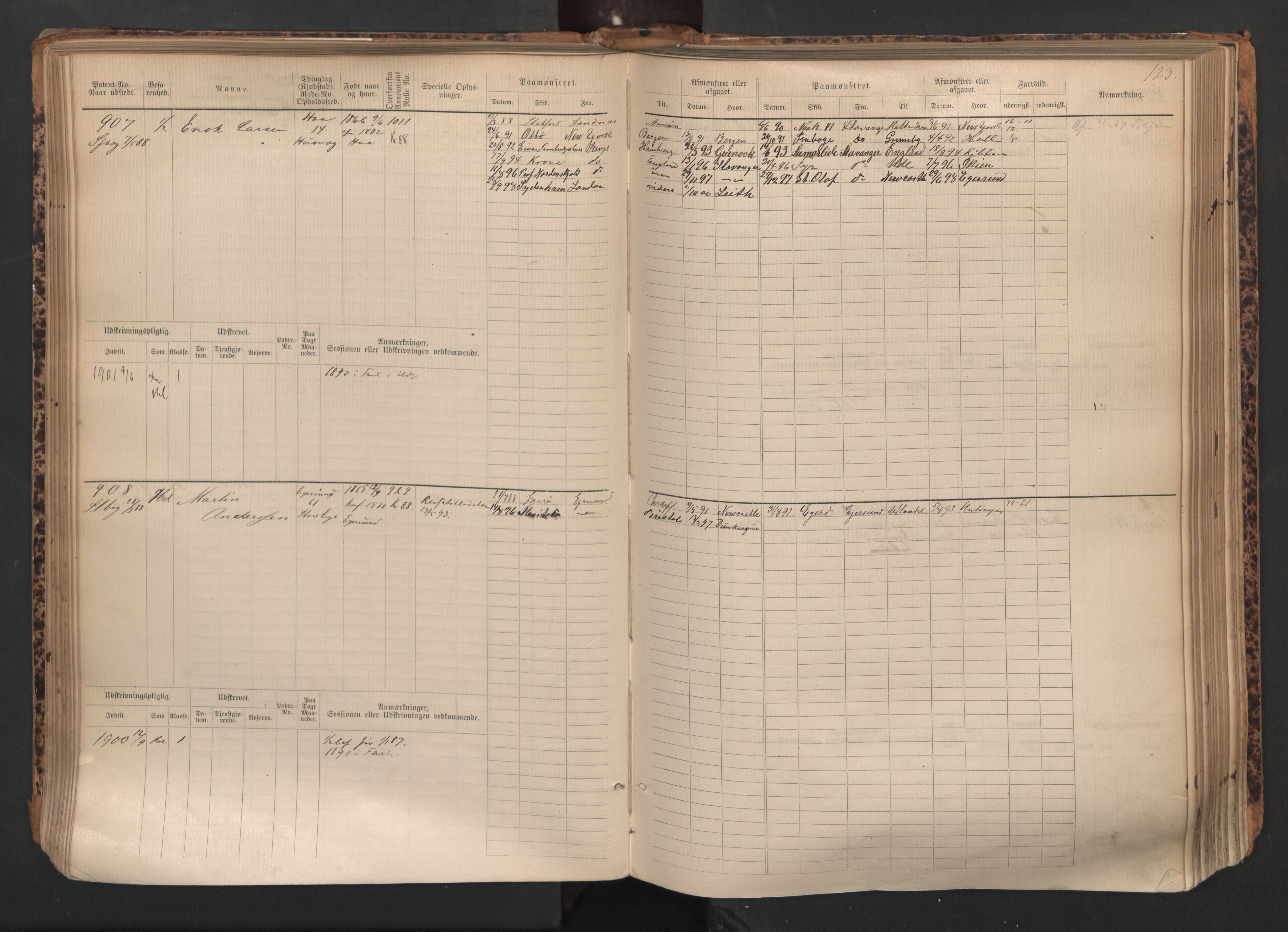 Egersund mønstringskrets, SAK/2031-0019/F/Fb/L0002: Hovedrulle nr 667-1330, O-4, 1880-1940, s. 124